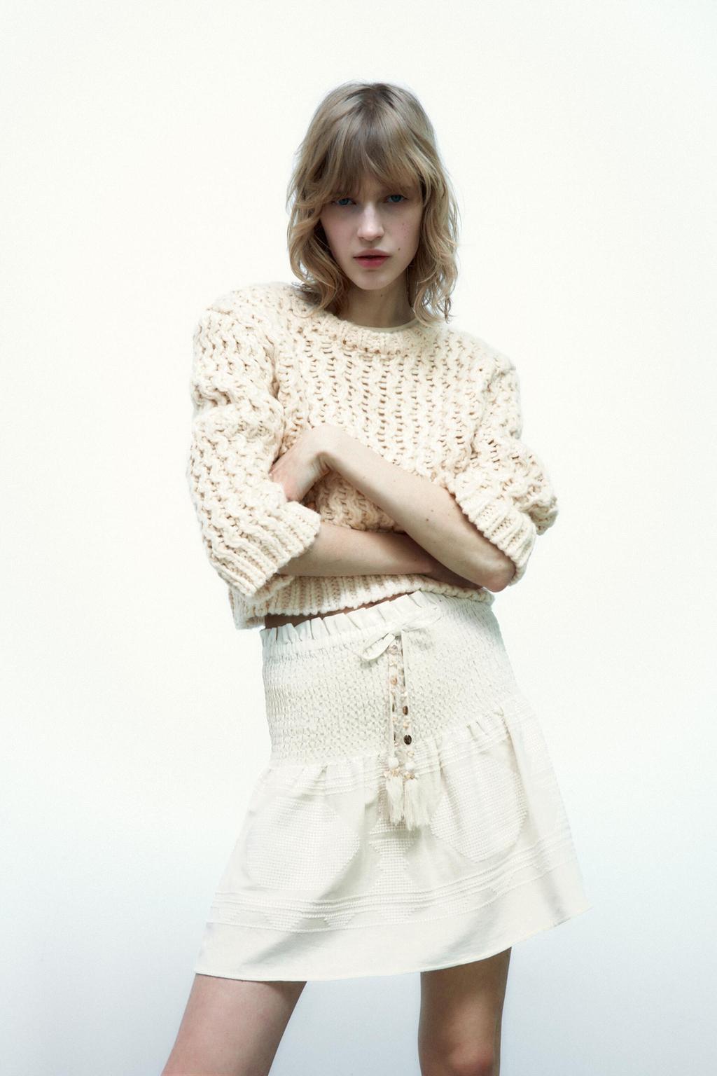 Linen-blend skort