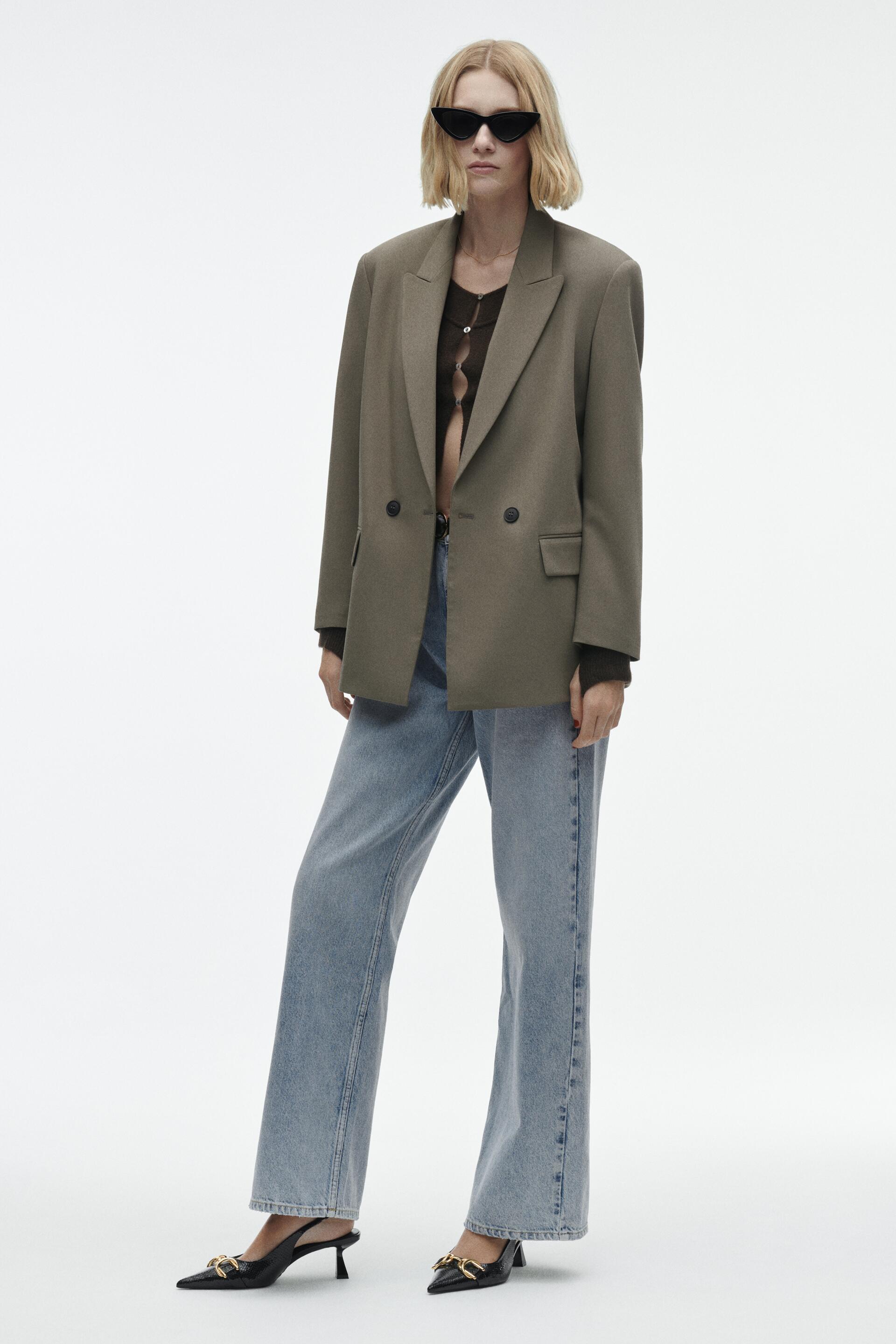 Oversized Padded-Shoulder Blazer