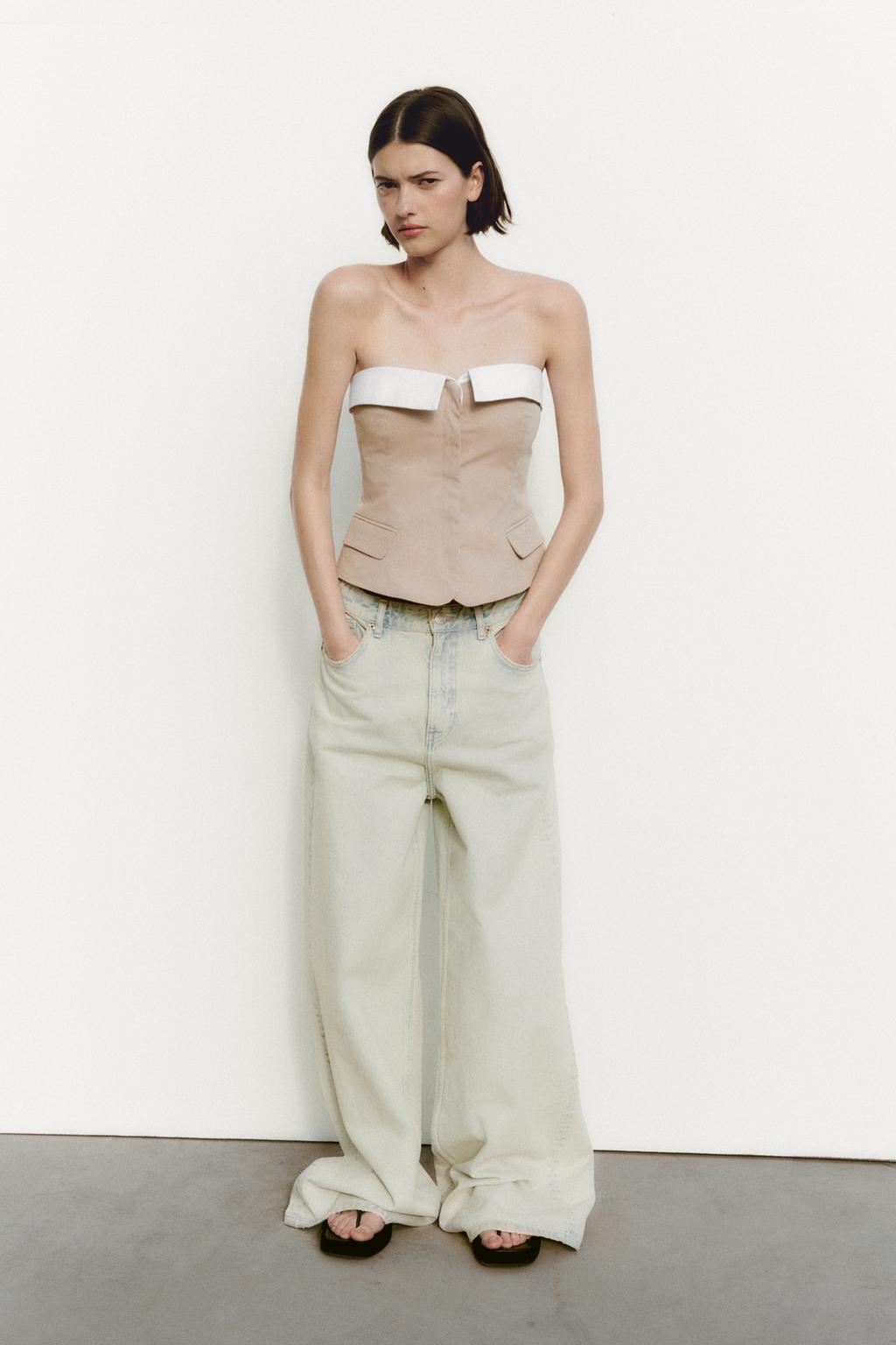 Contrast gabardine top