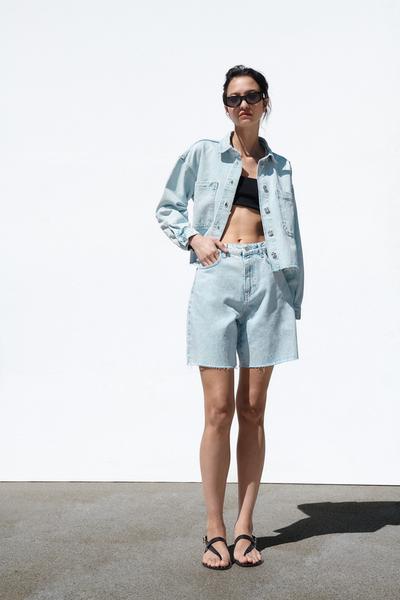 High-Waist Straight Fit Bermuda Shorts