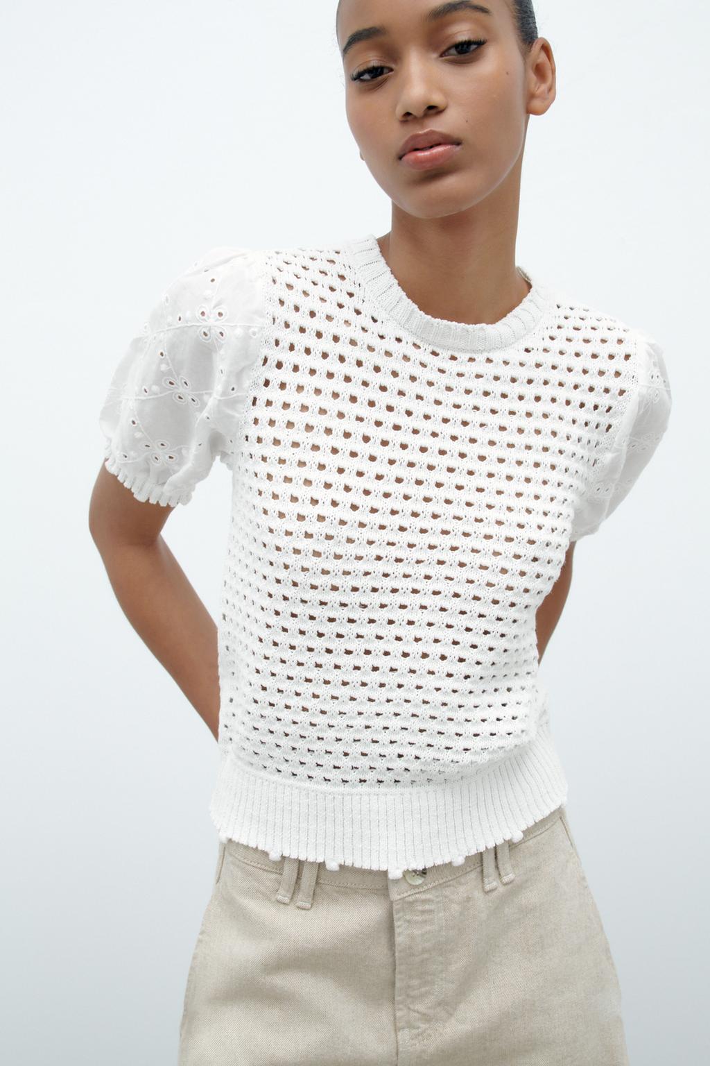 Openwork Contrast Top