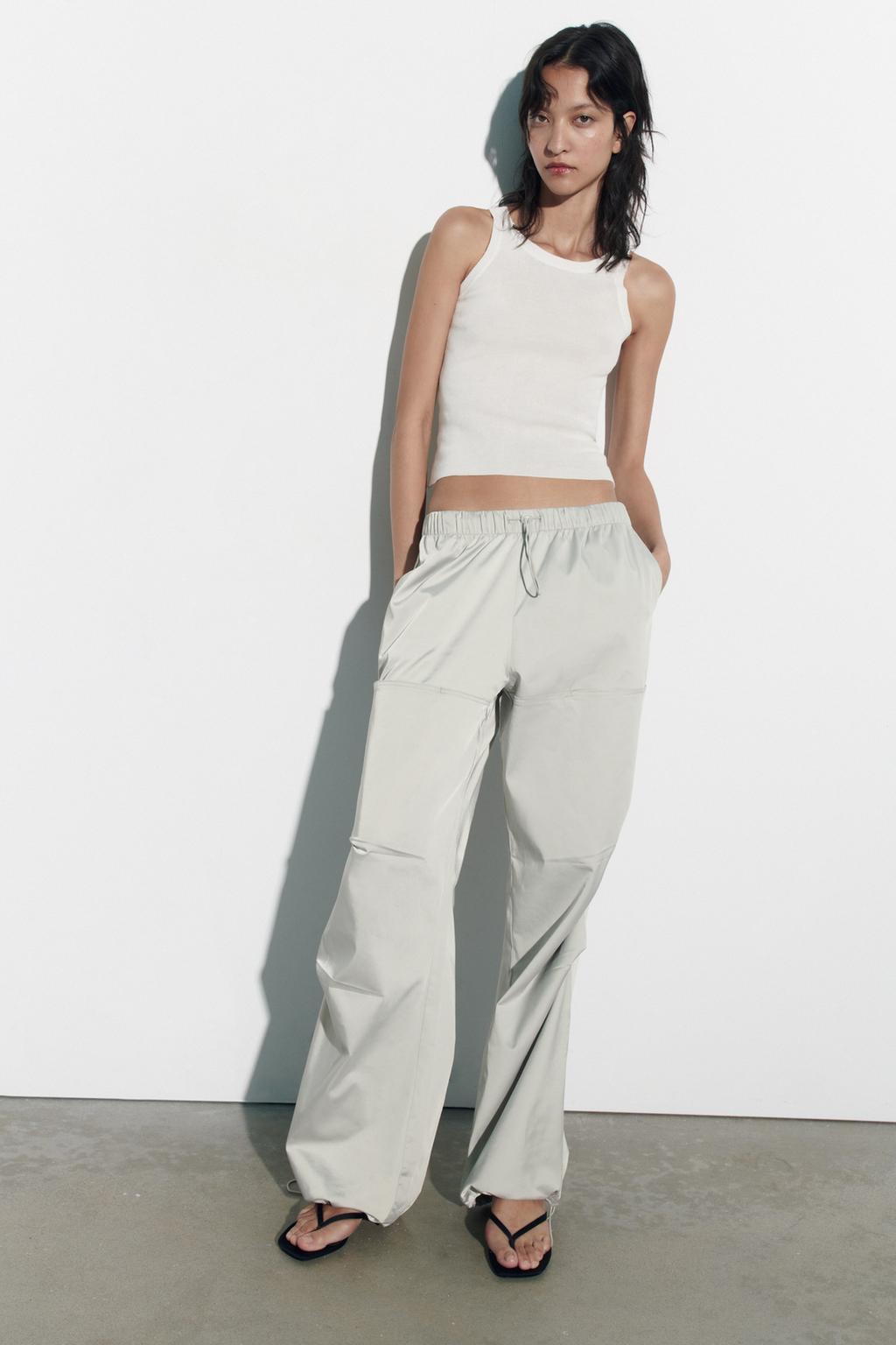 Satin parachute trousers