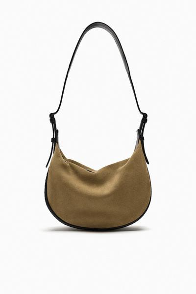 Split suede crossbody bag