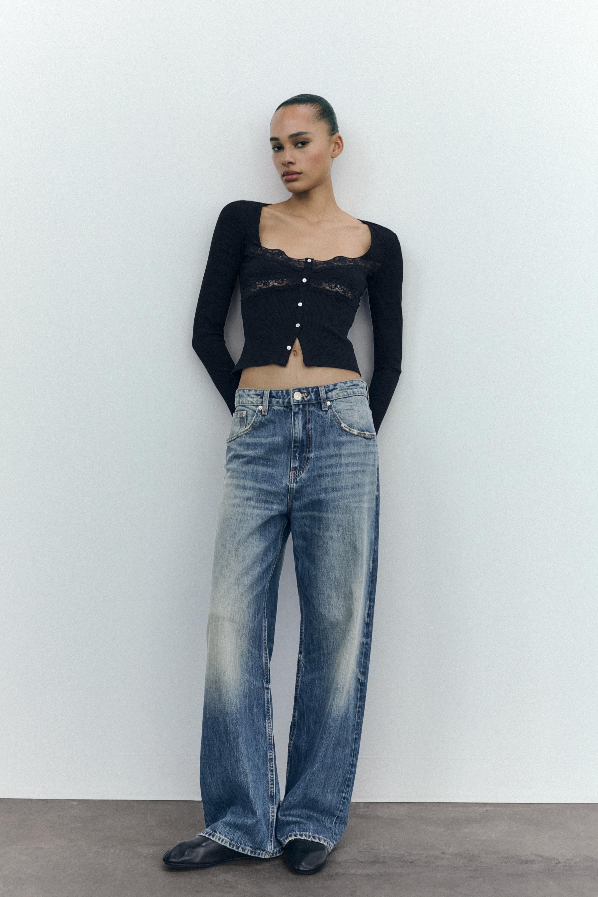 Combined lace fabric top