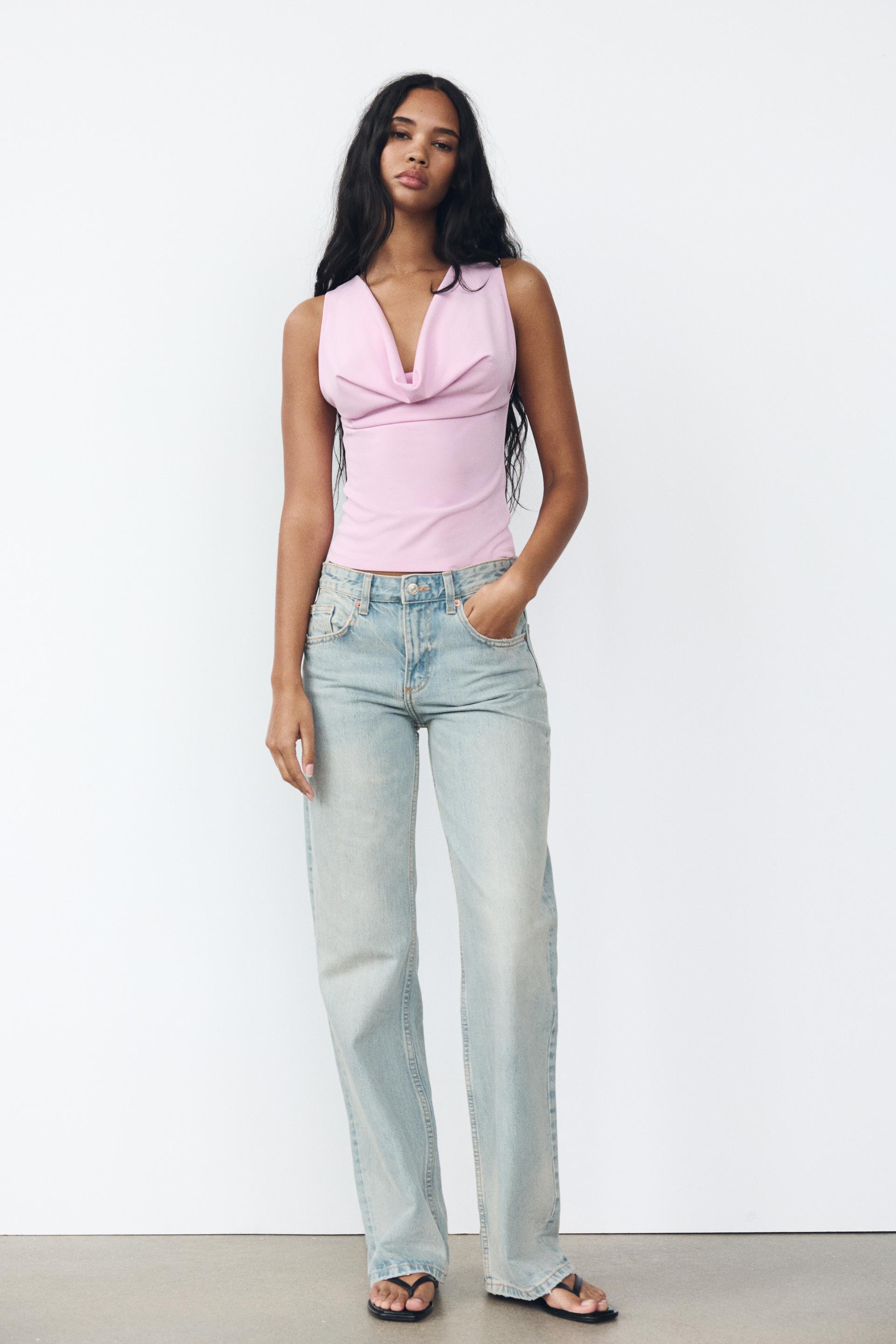 Top with draped neckline