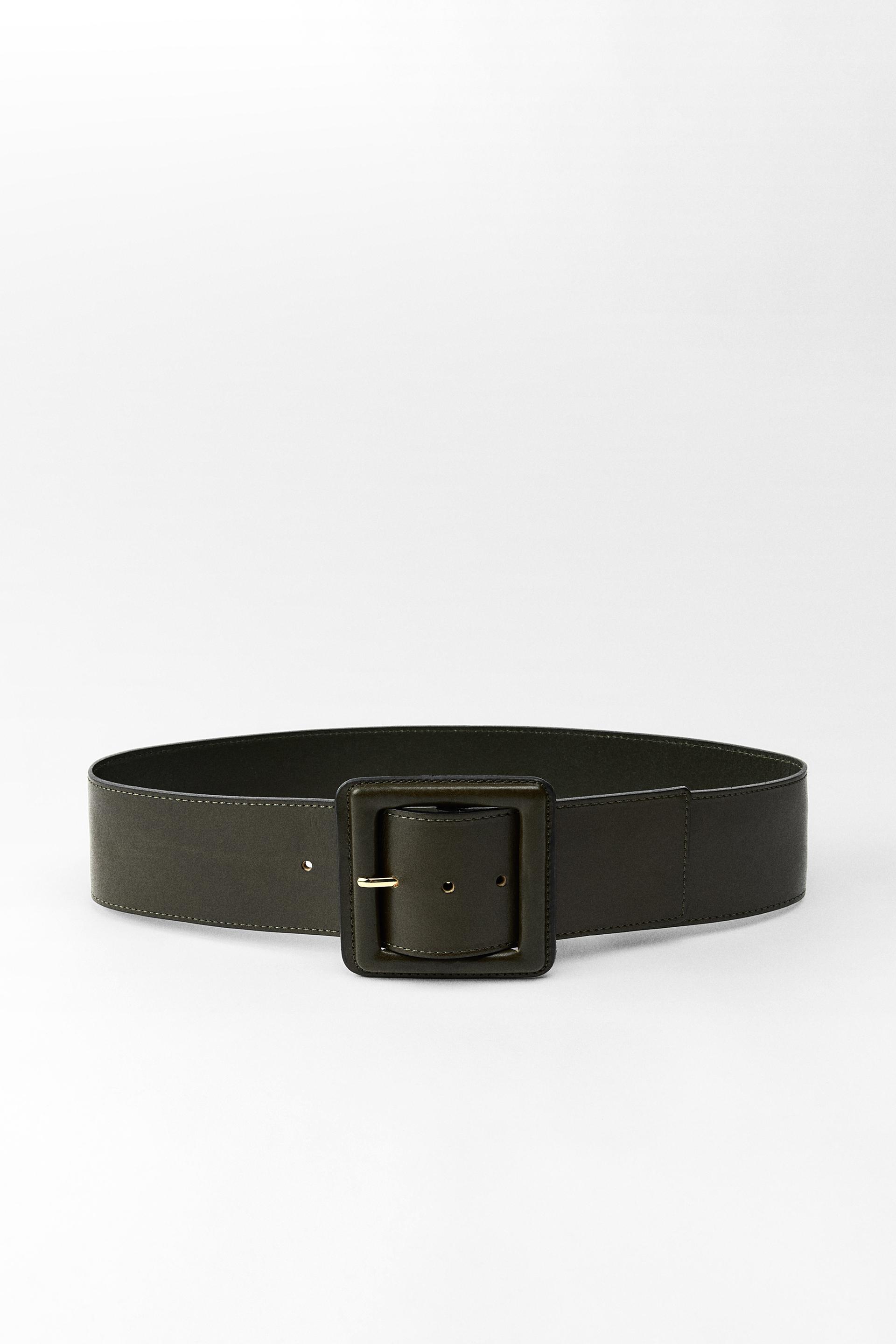 Leather belt with covered buckle