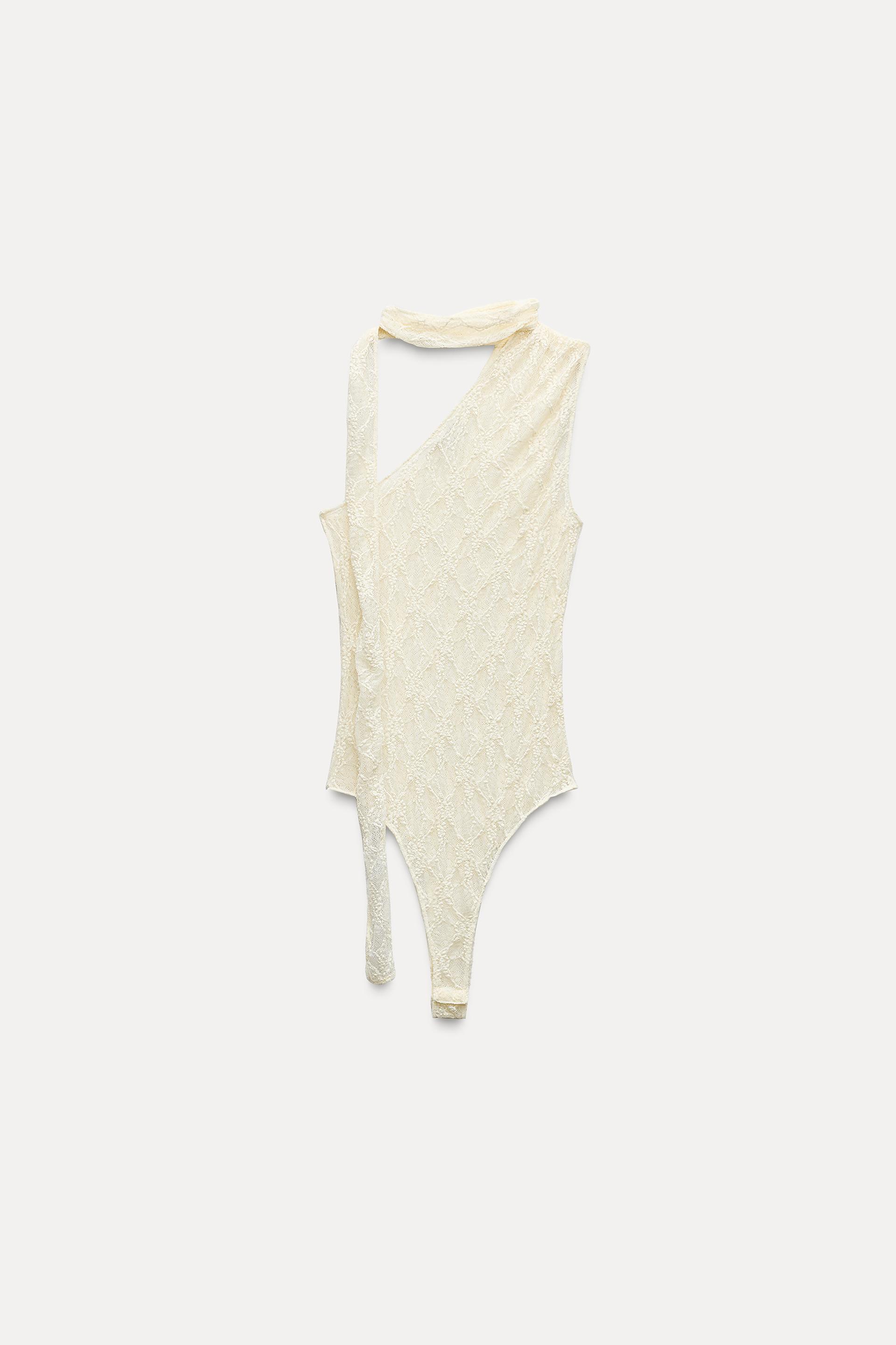 Asymmetric lace bodysuit