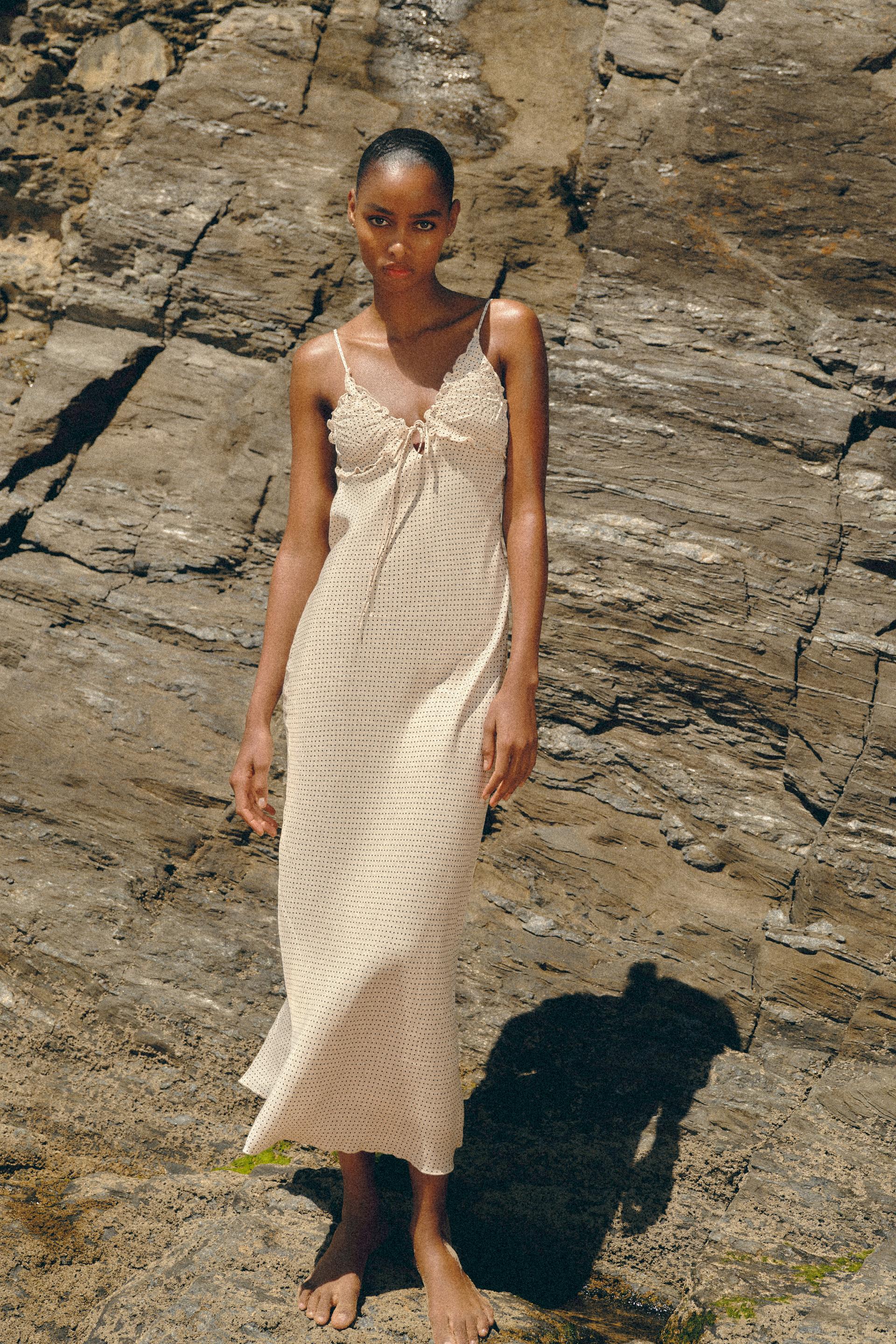 Patterned satin dress