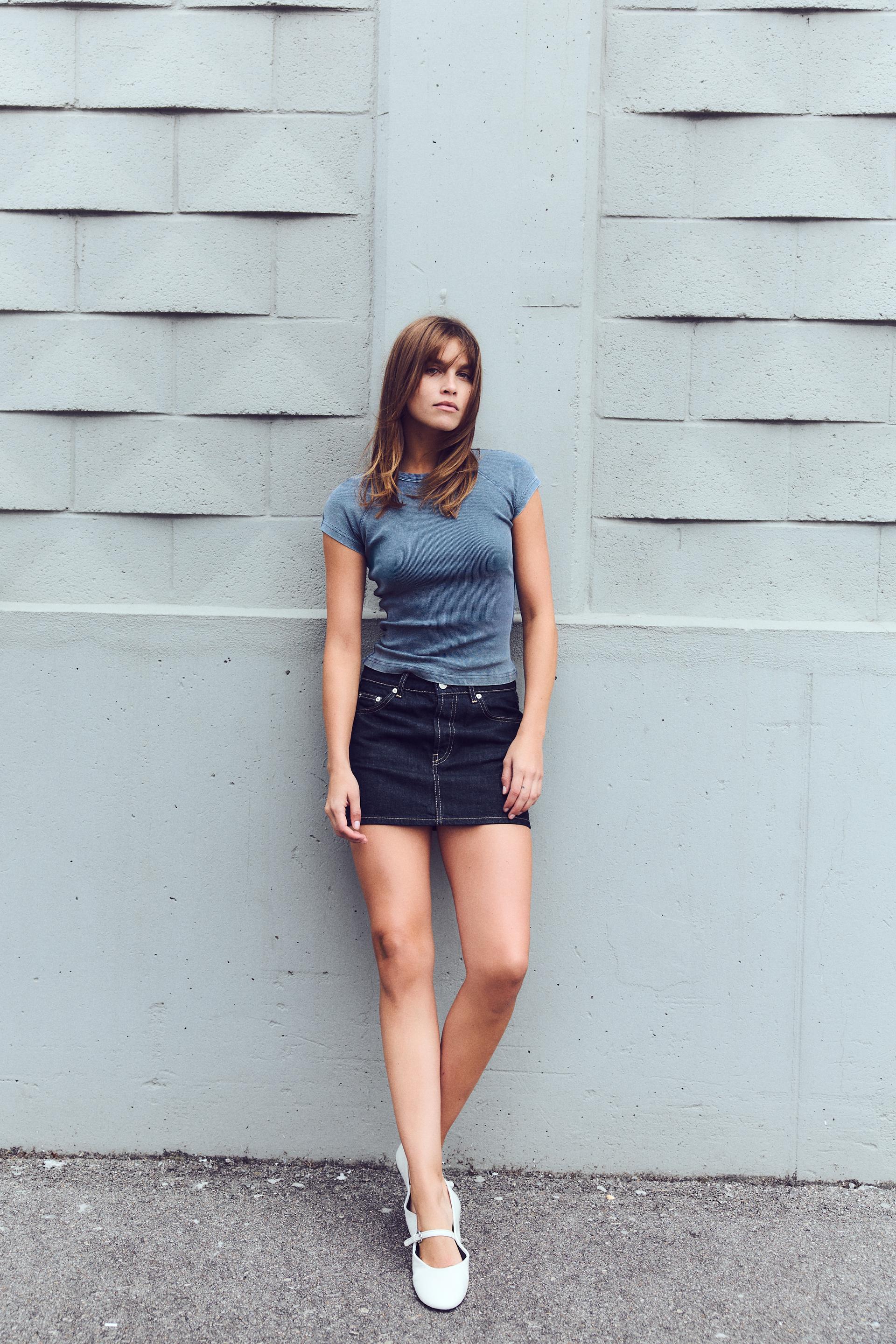 Ribbed faded effect T-shirt