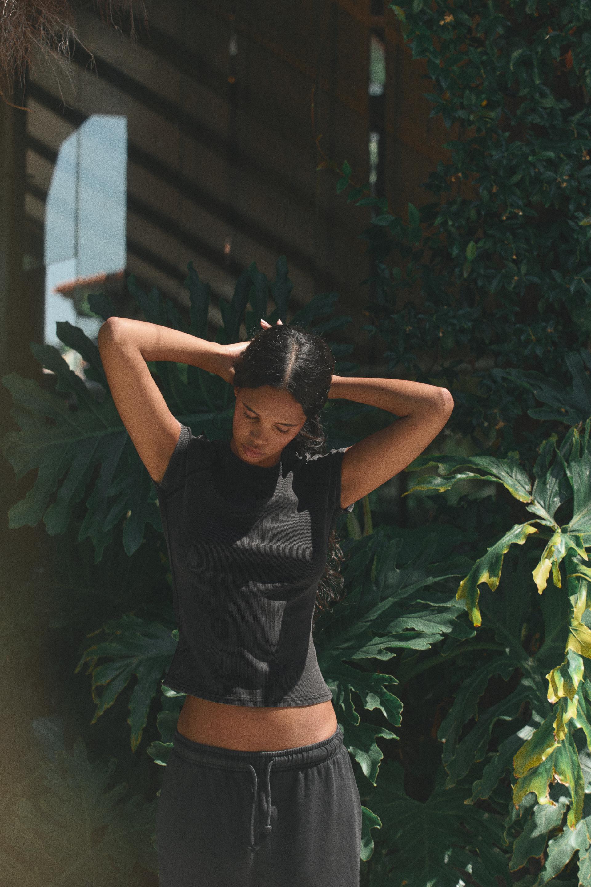 Faded-Effect Ribbed T-Shirt