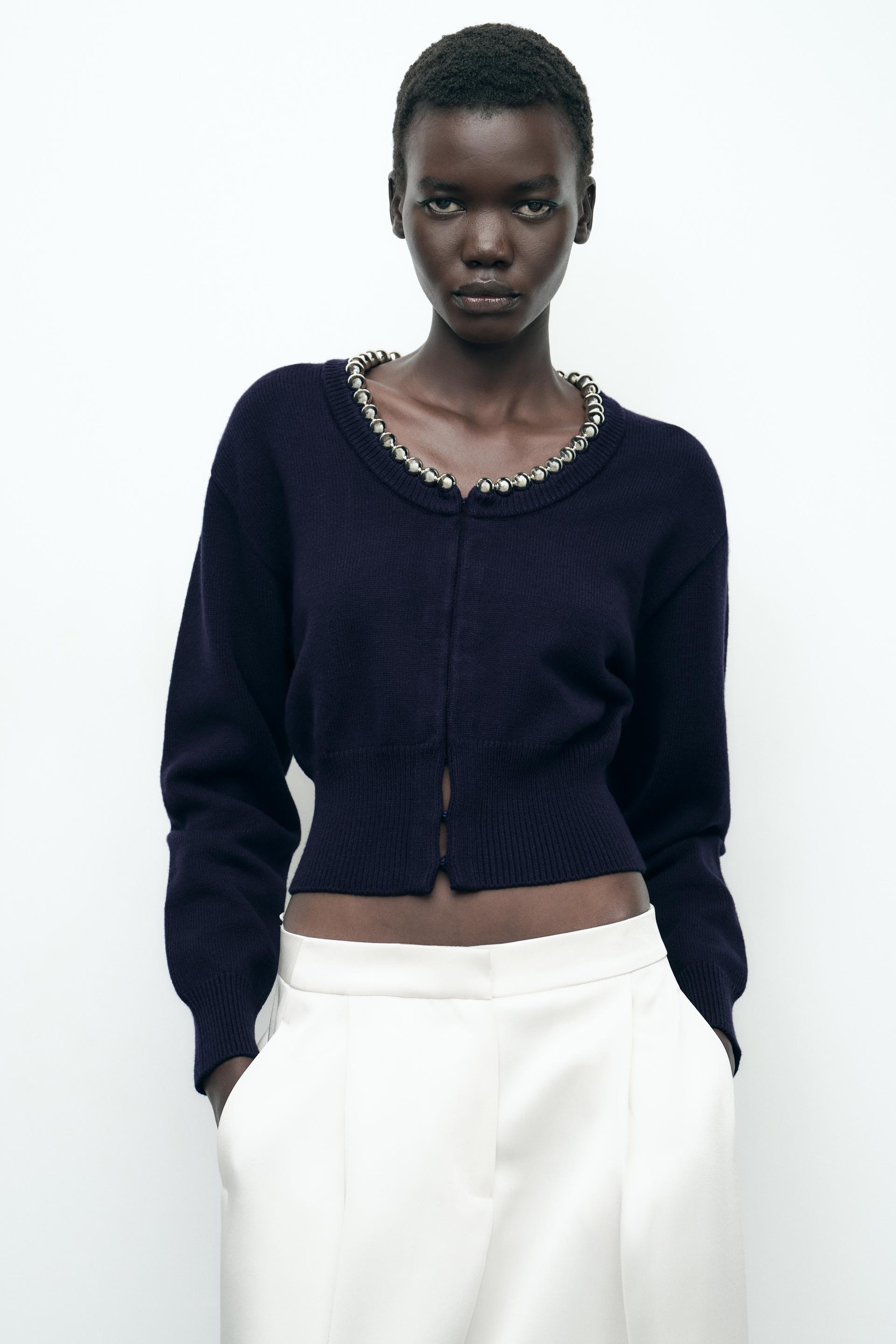 Beaded knit cardigan