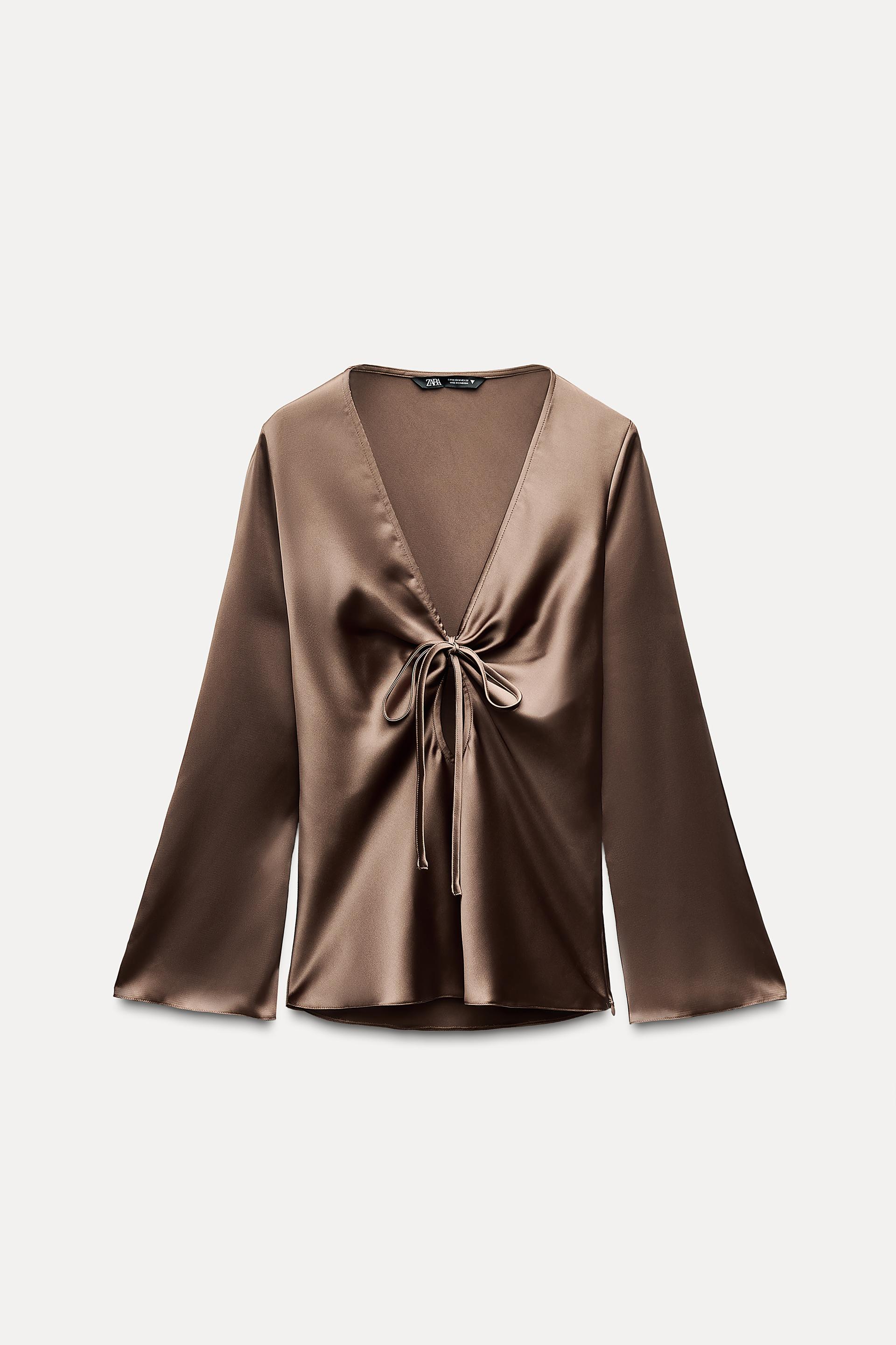 Satin bow shirt