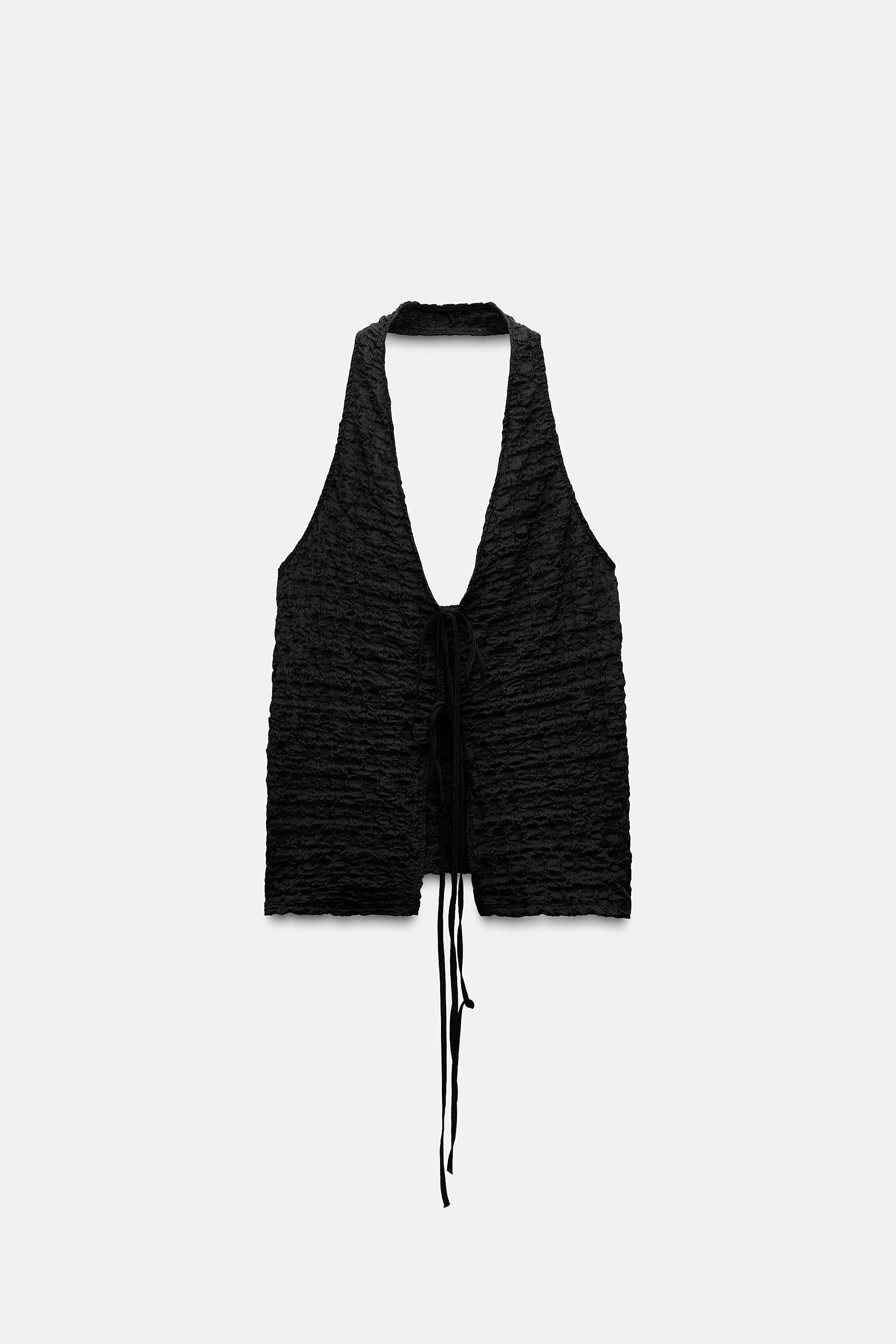 Halterneck textured top