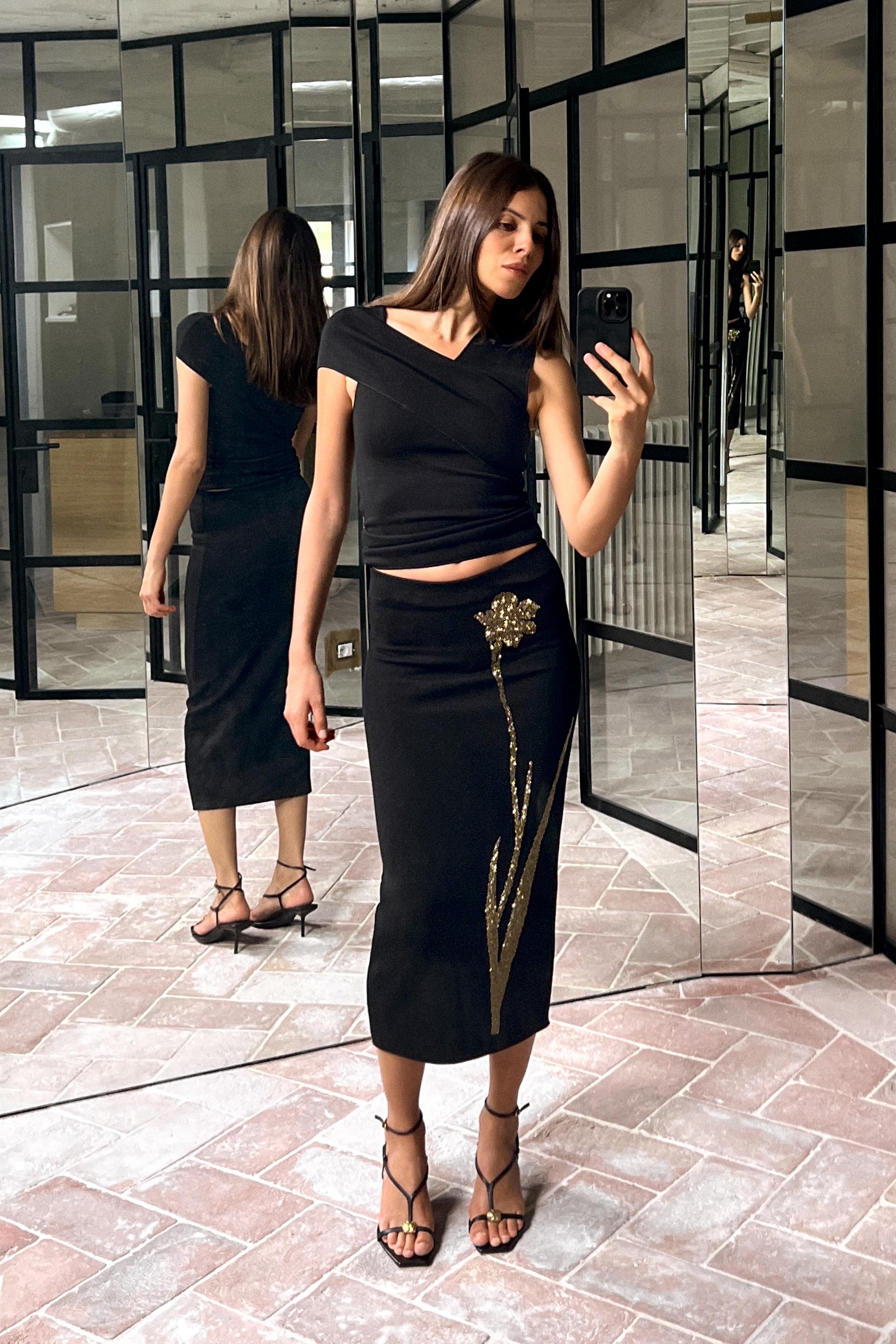 Asymmetric knit top