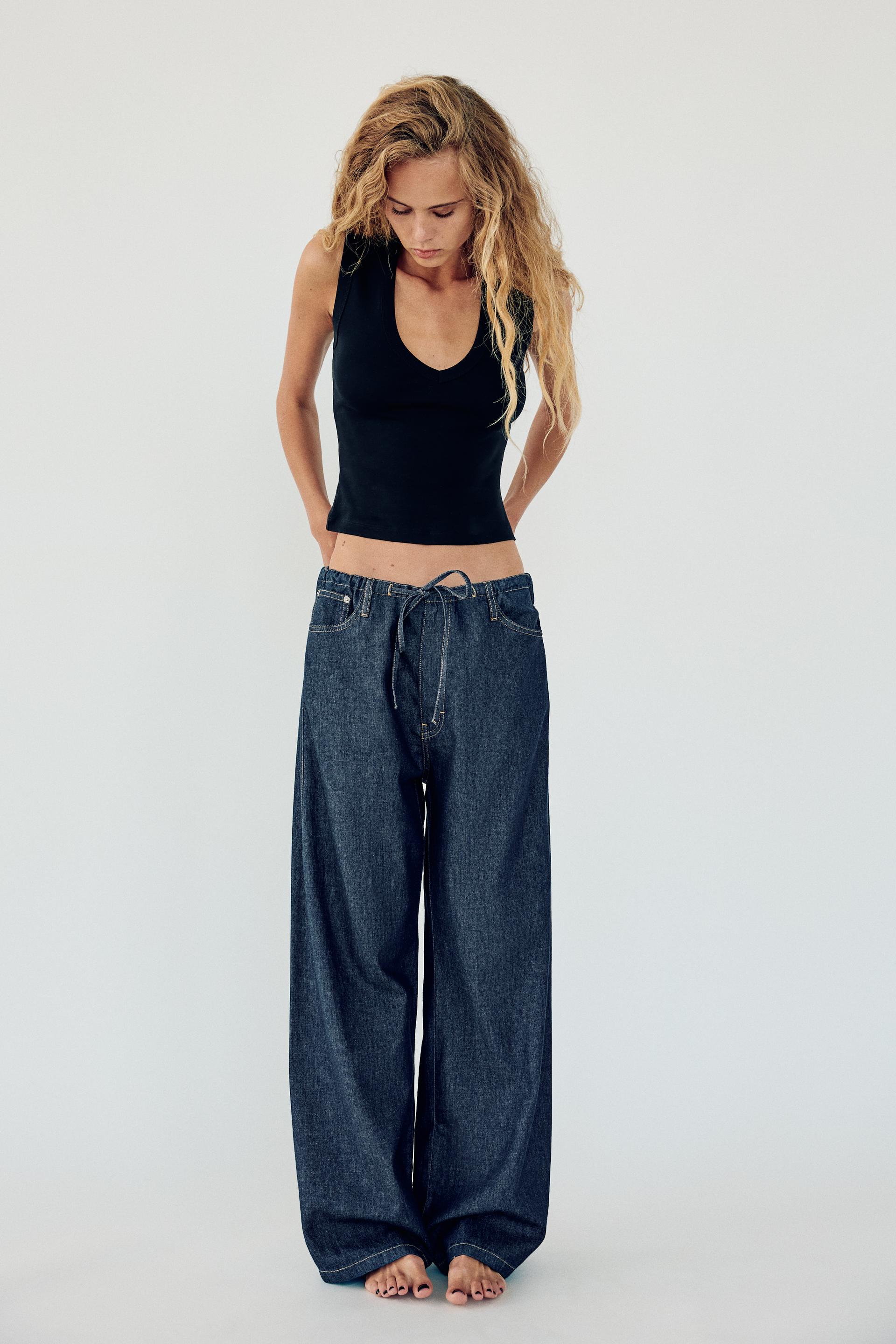 Denim-look soft trousers