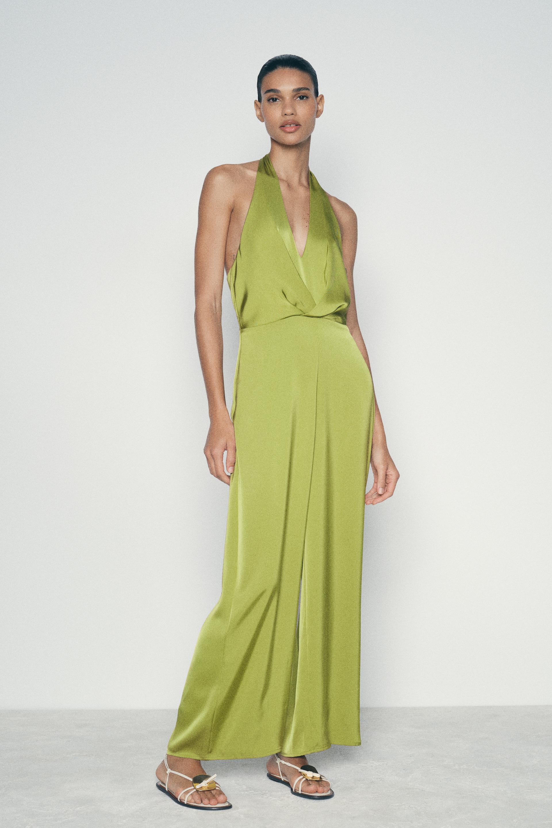 Satin halterneck jumpsuit
