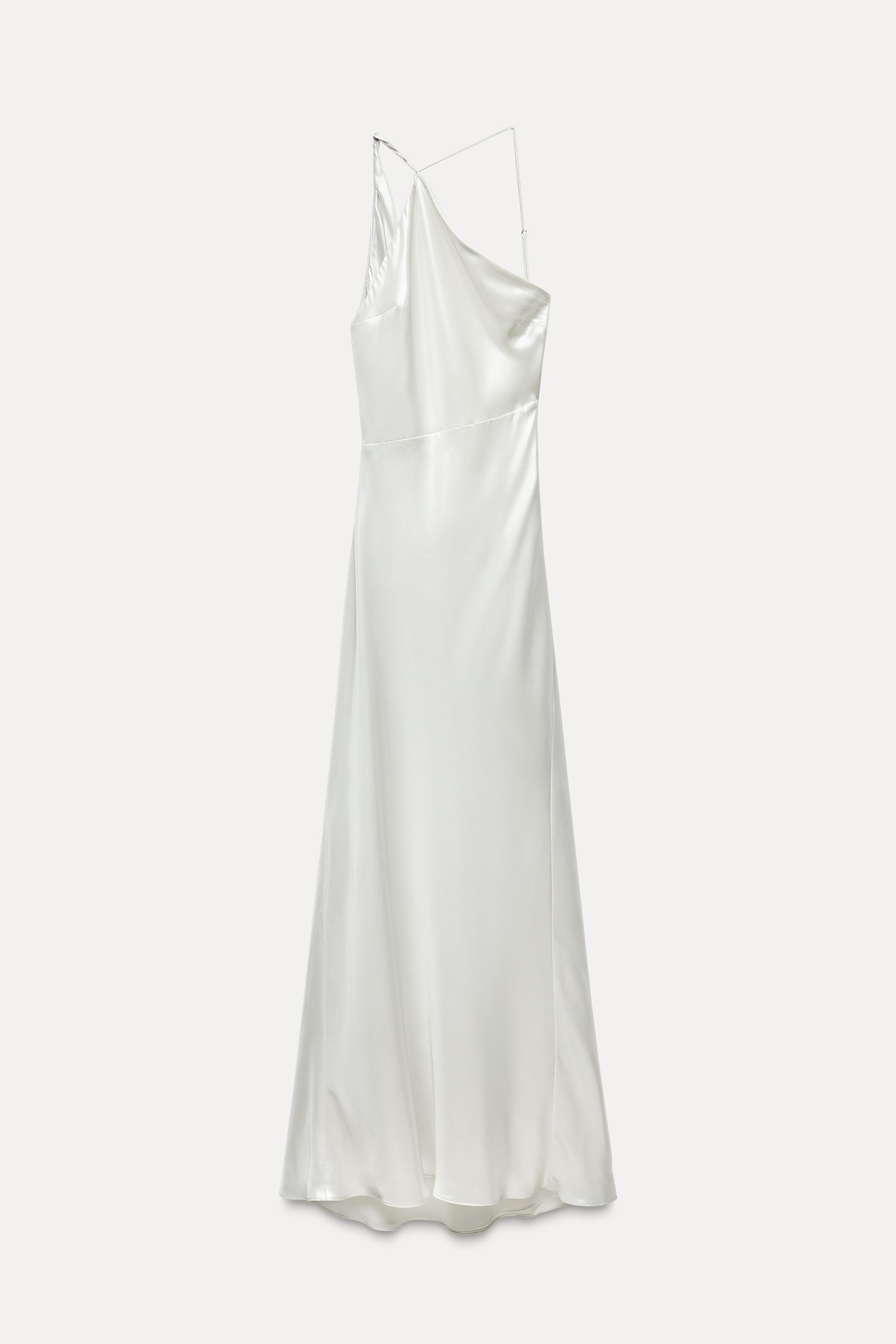 Long asymmetrical foil dress