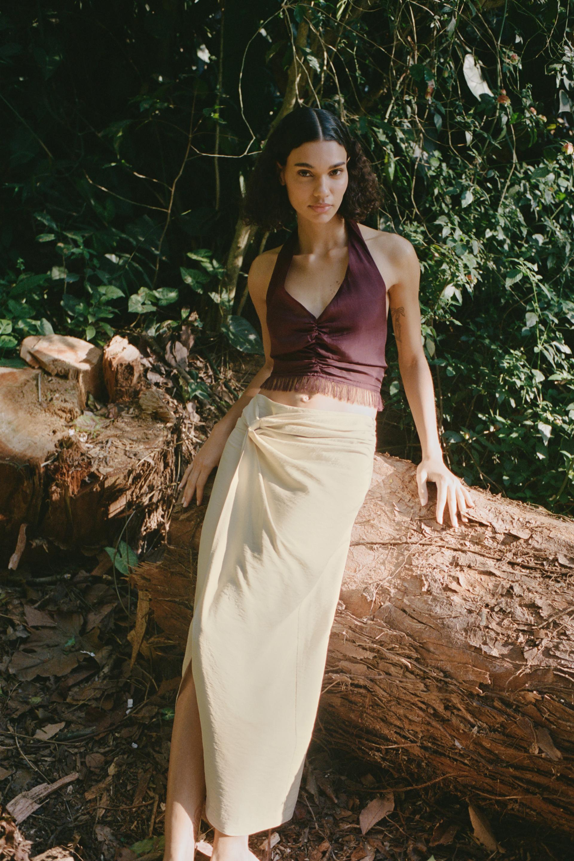 Wrap-around knotted skirt