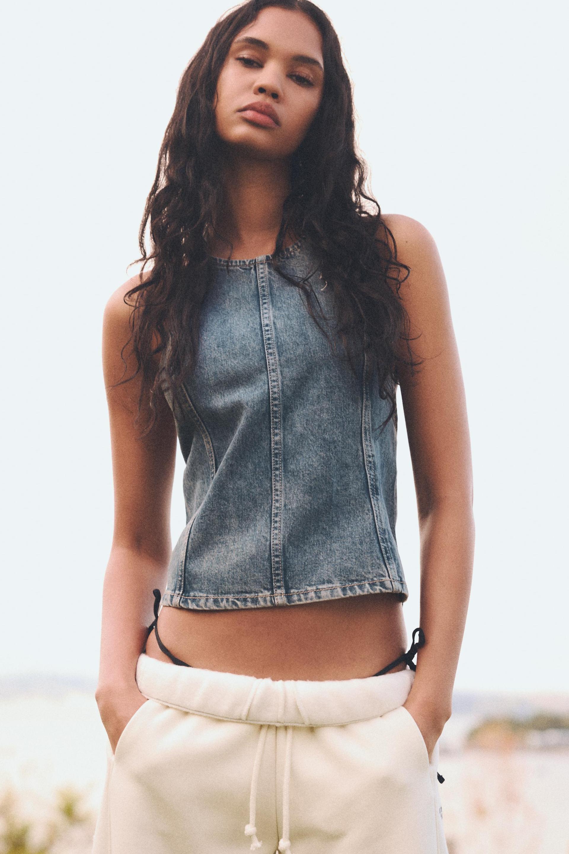 Denim halter top