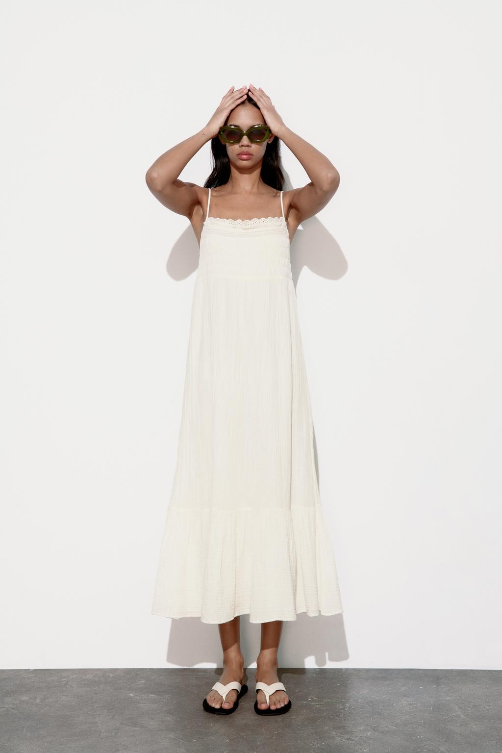 Midi cotton muslin dress