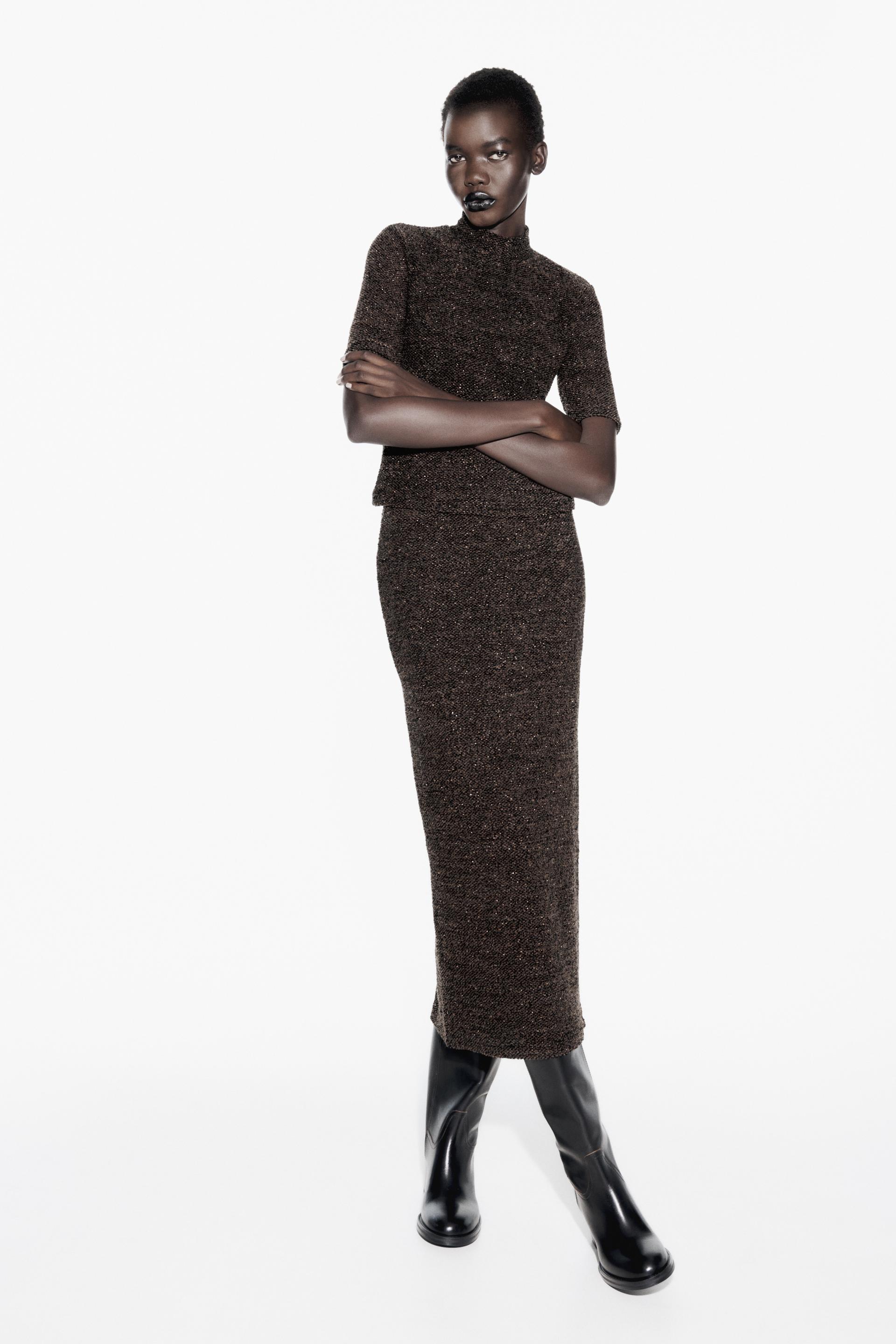 Shiny jacquard bouclé top
