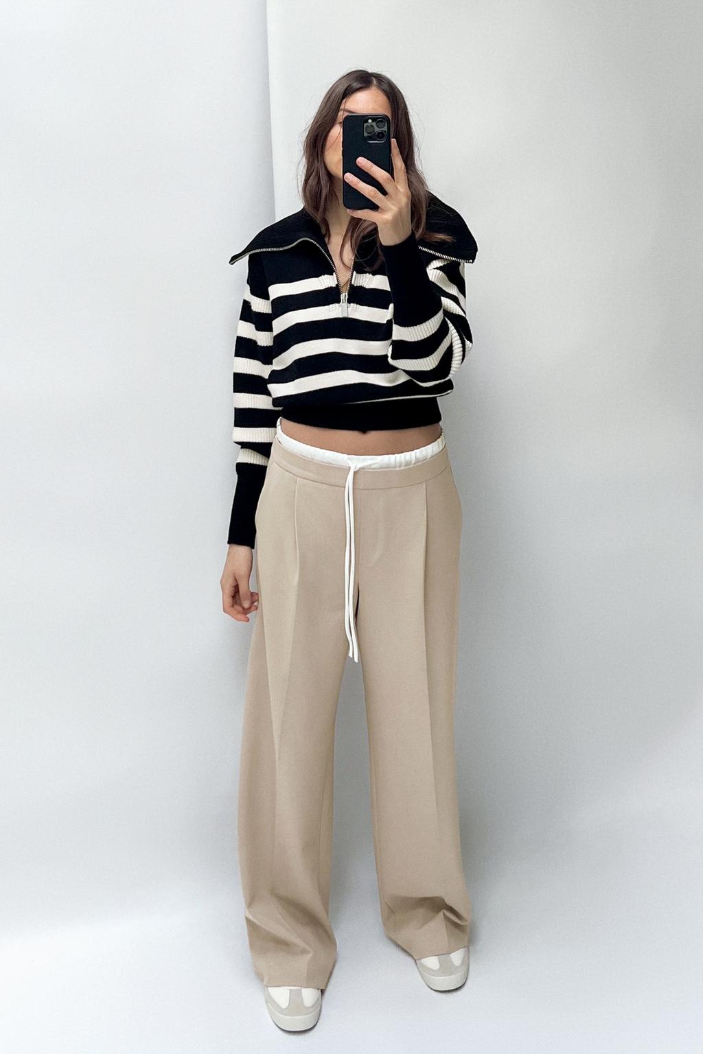 Wide pants double waistband