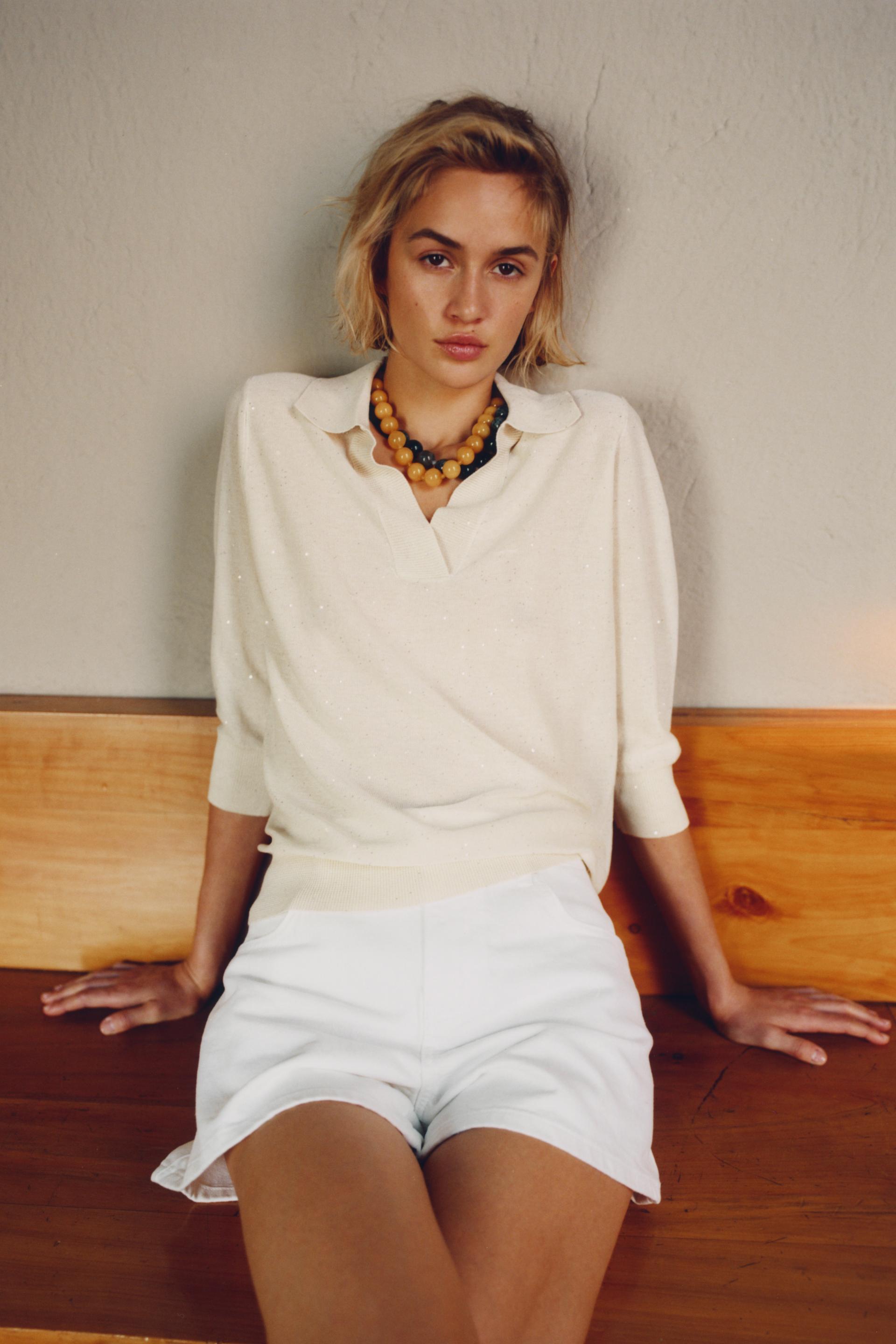 Sparkly fine-knit polo
