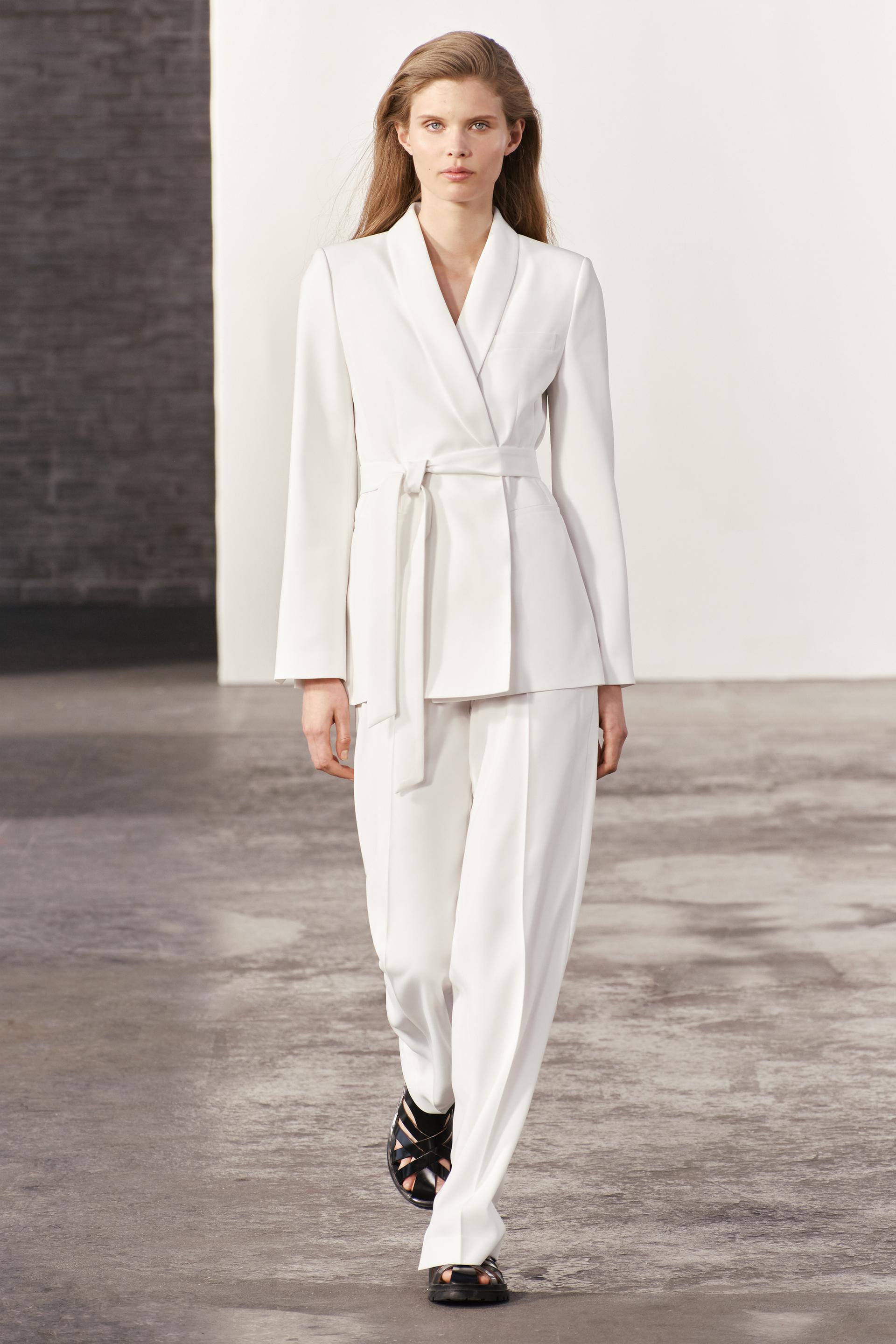 Belted tuxedo collar jacket