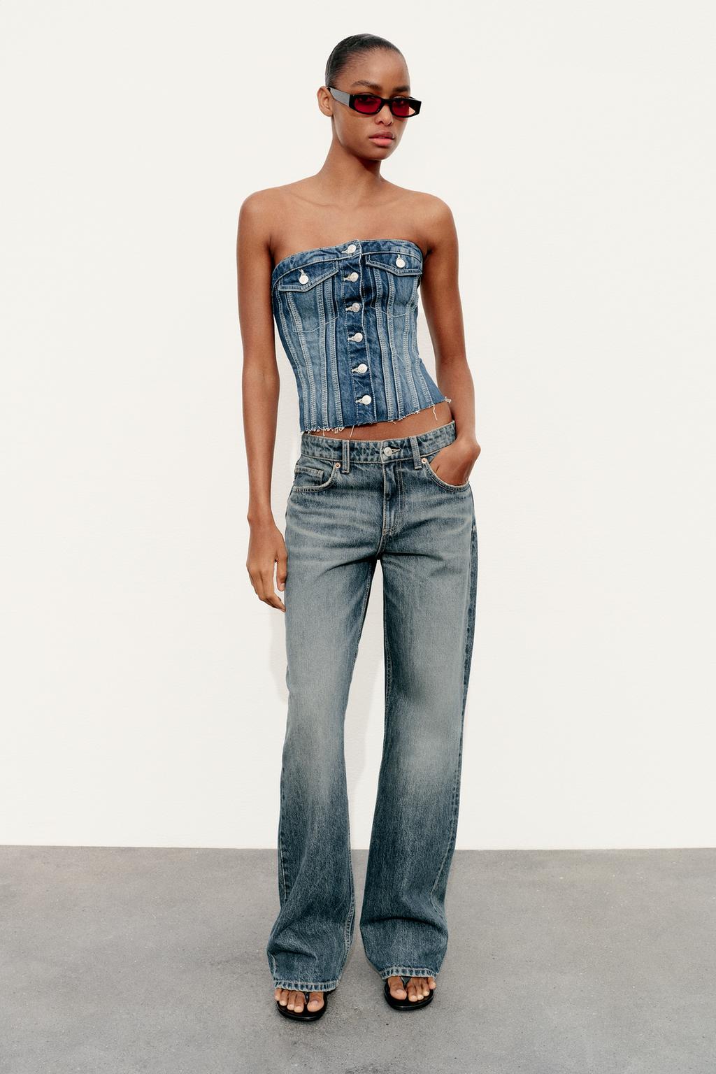 Corset-inspired denim top