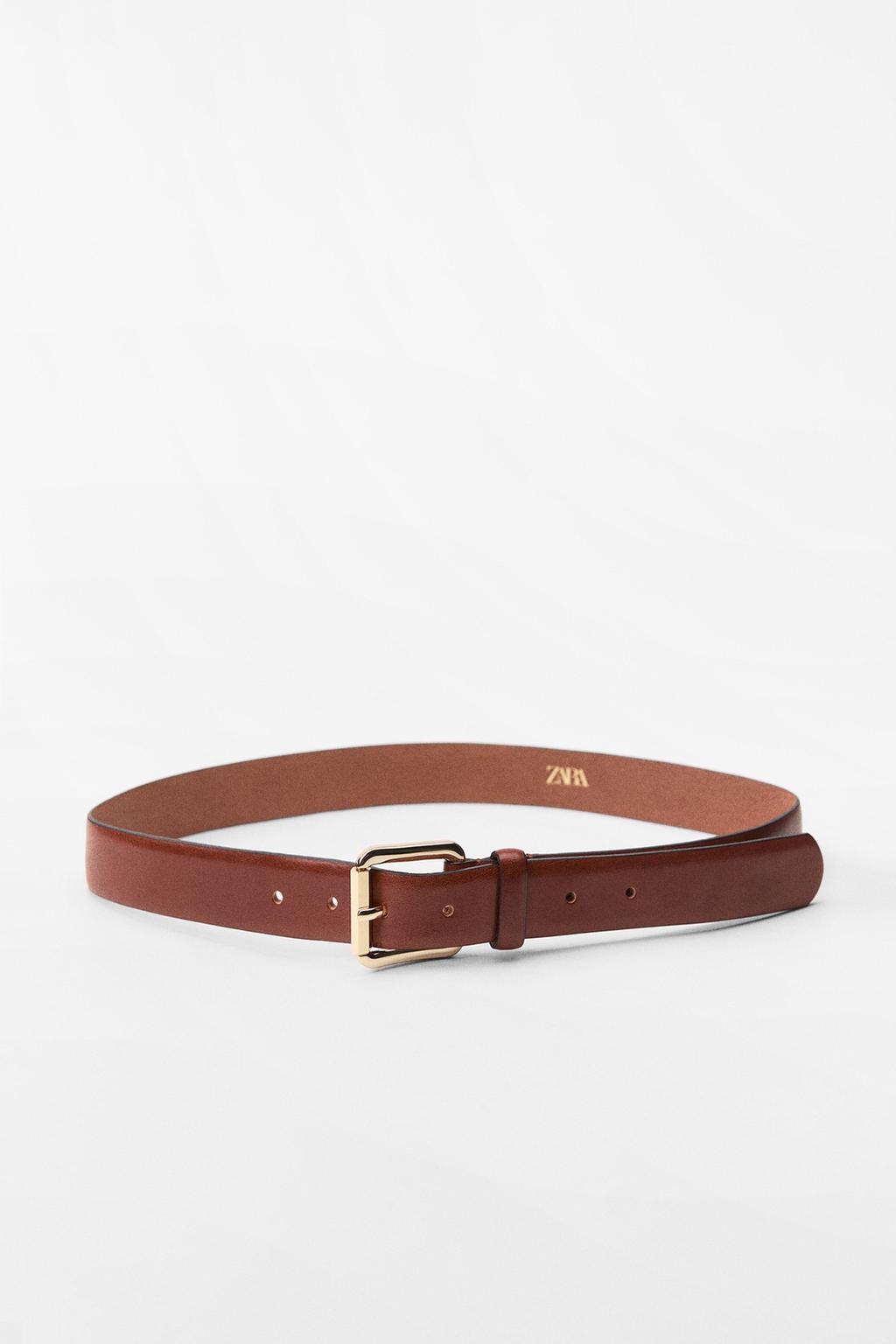 Leather square buckle belt