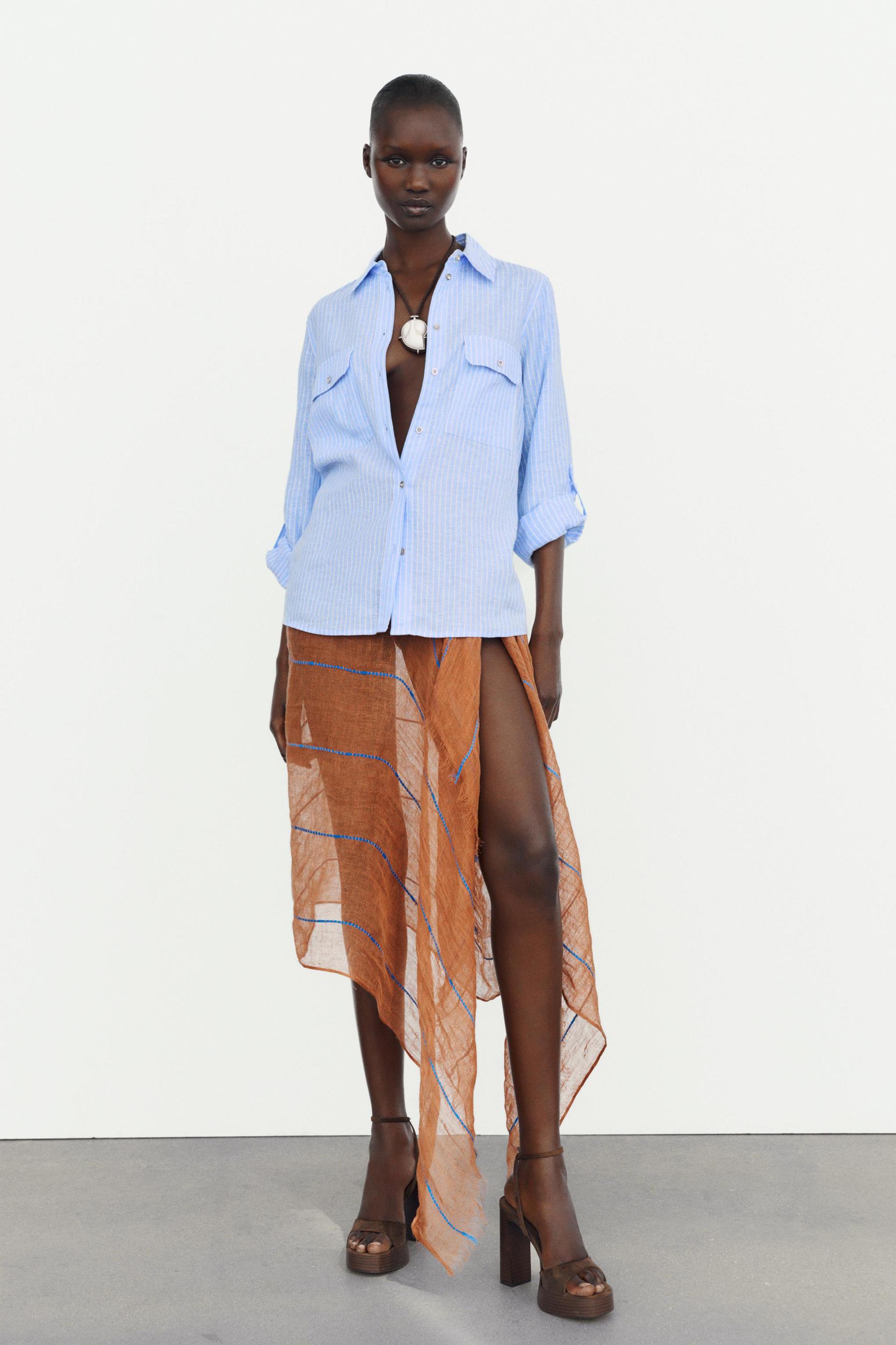 Linen shirt with rolled sleeves