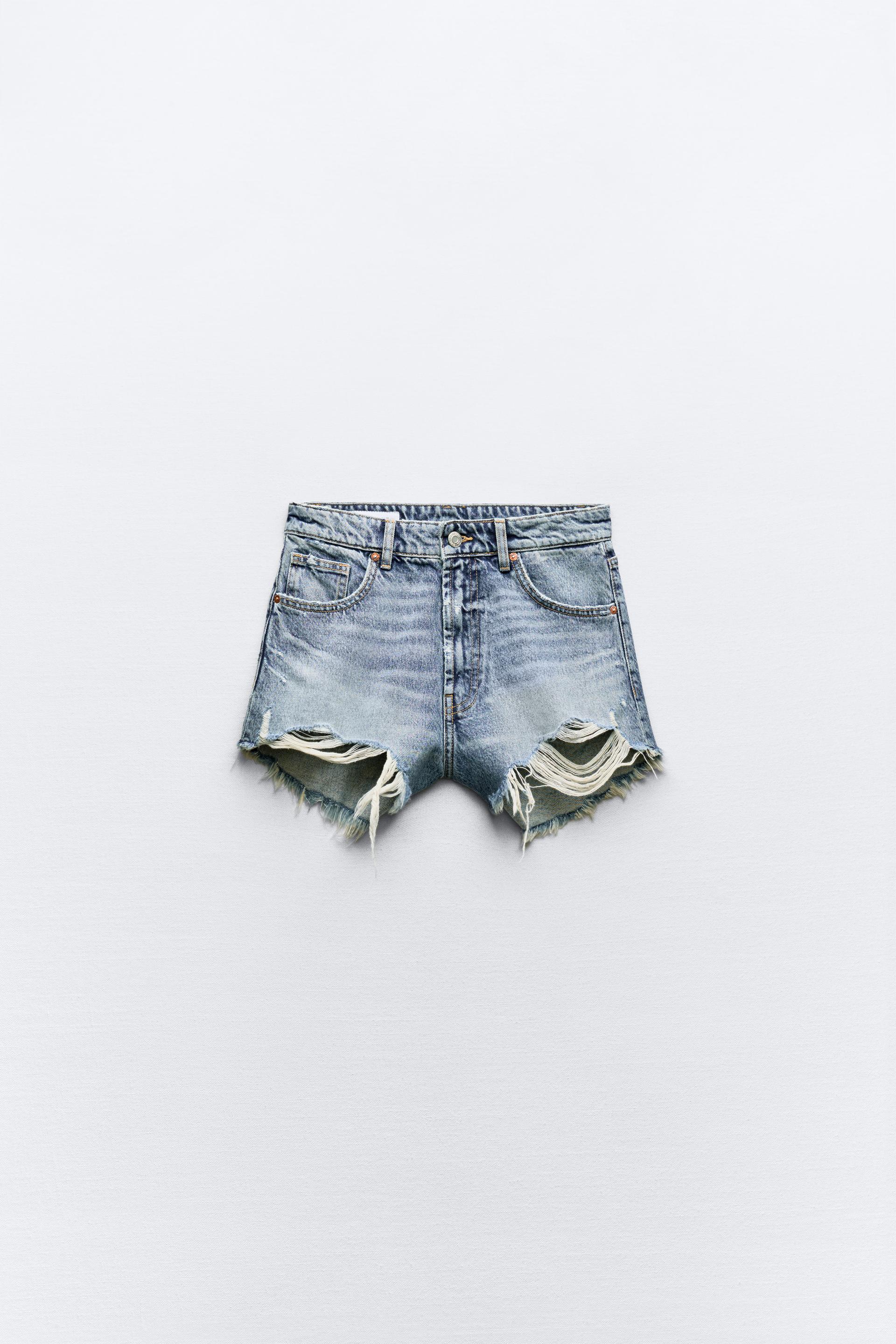 Telier Shorts Denim Trf Tiro Alto Rotos de Zara - Main Image
