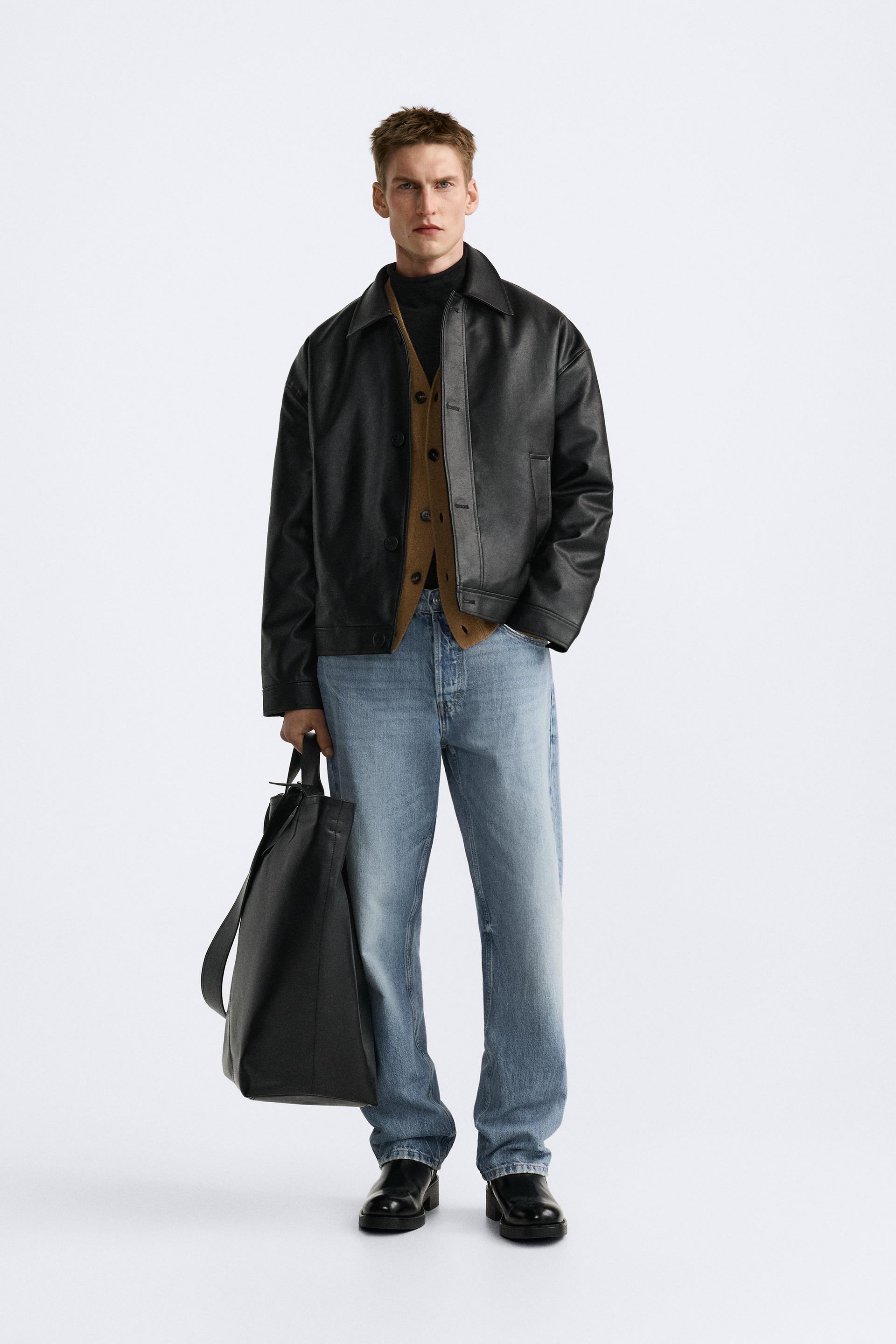 Boxy faux leather jacket