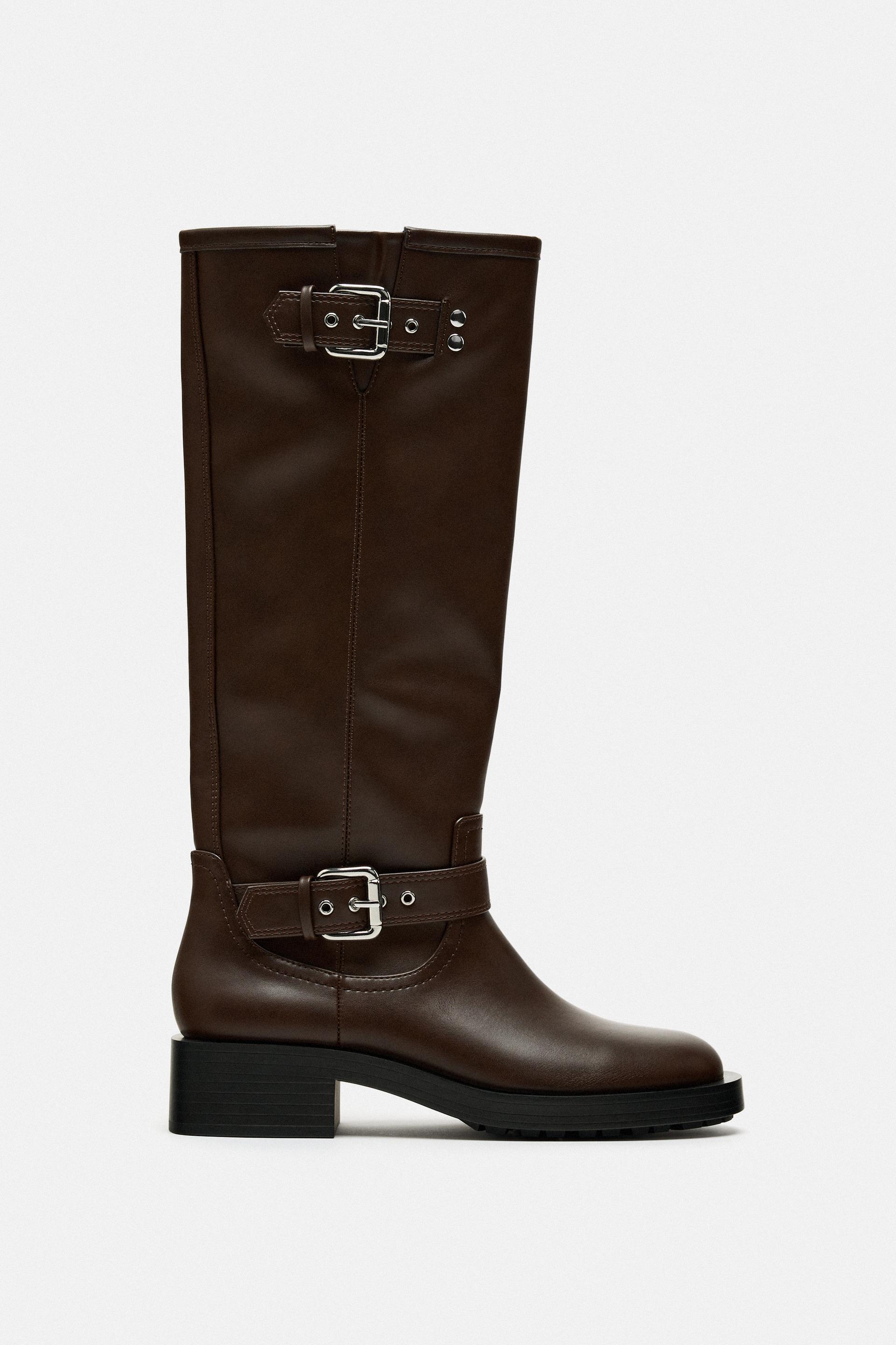 Knee-high biker boots