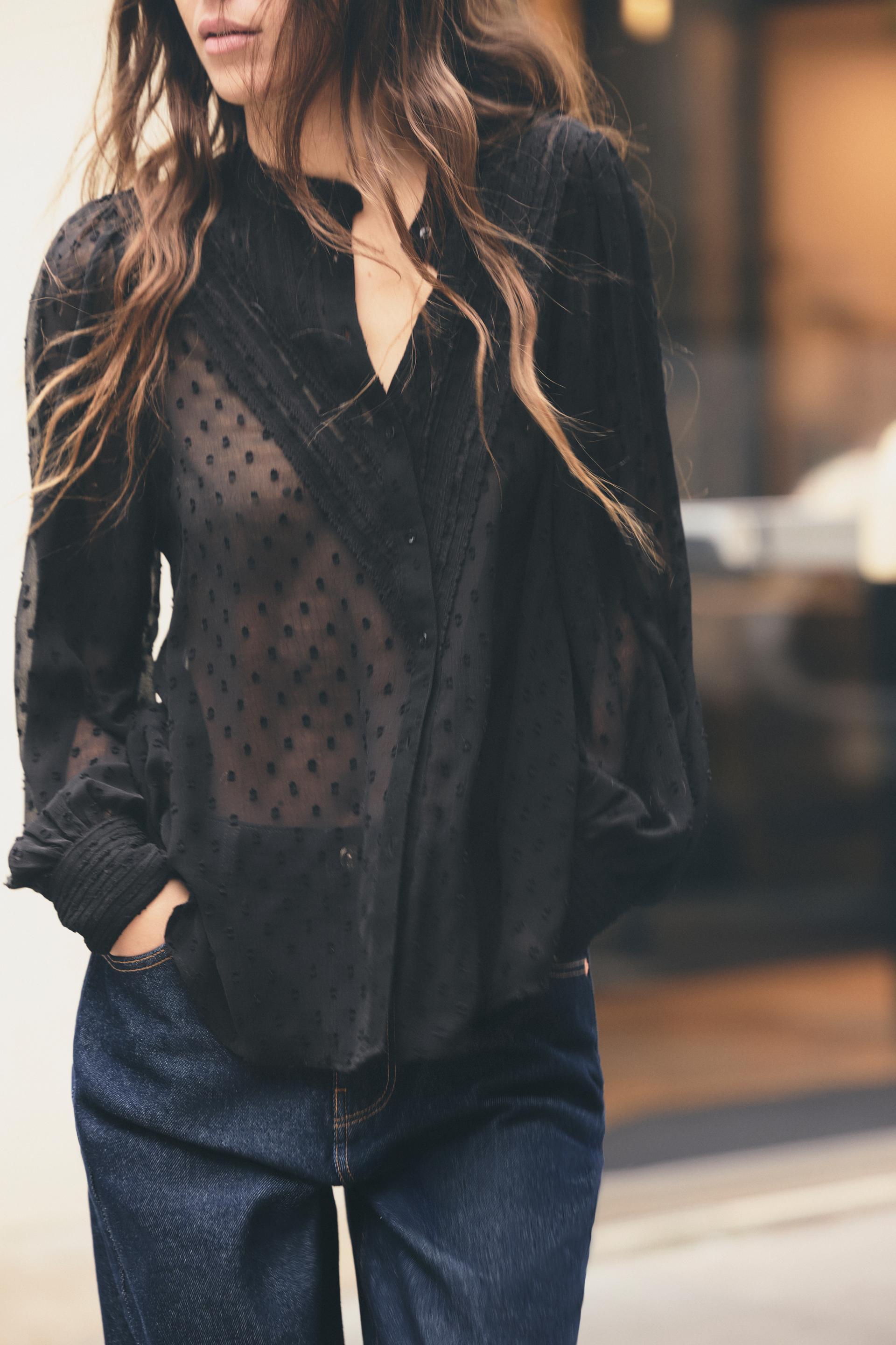 Telier Camisa Semitransparente Plumeti de Zara1