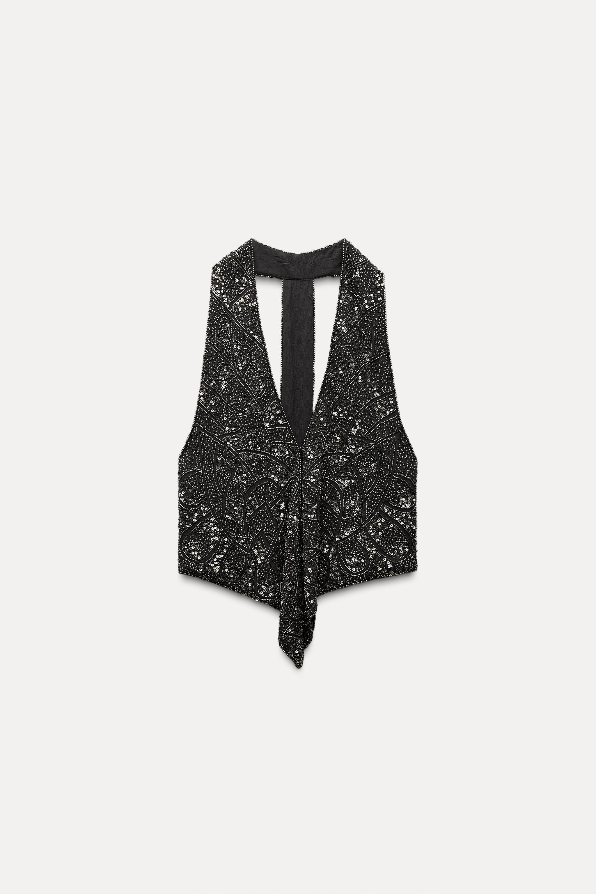 Chaleco Aberturas Chaleco Joya Zara Chaleco Gris Abalorios Zara