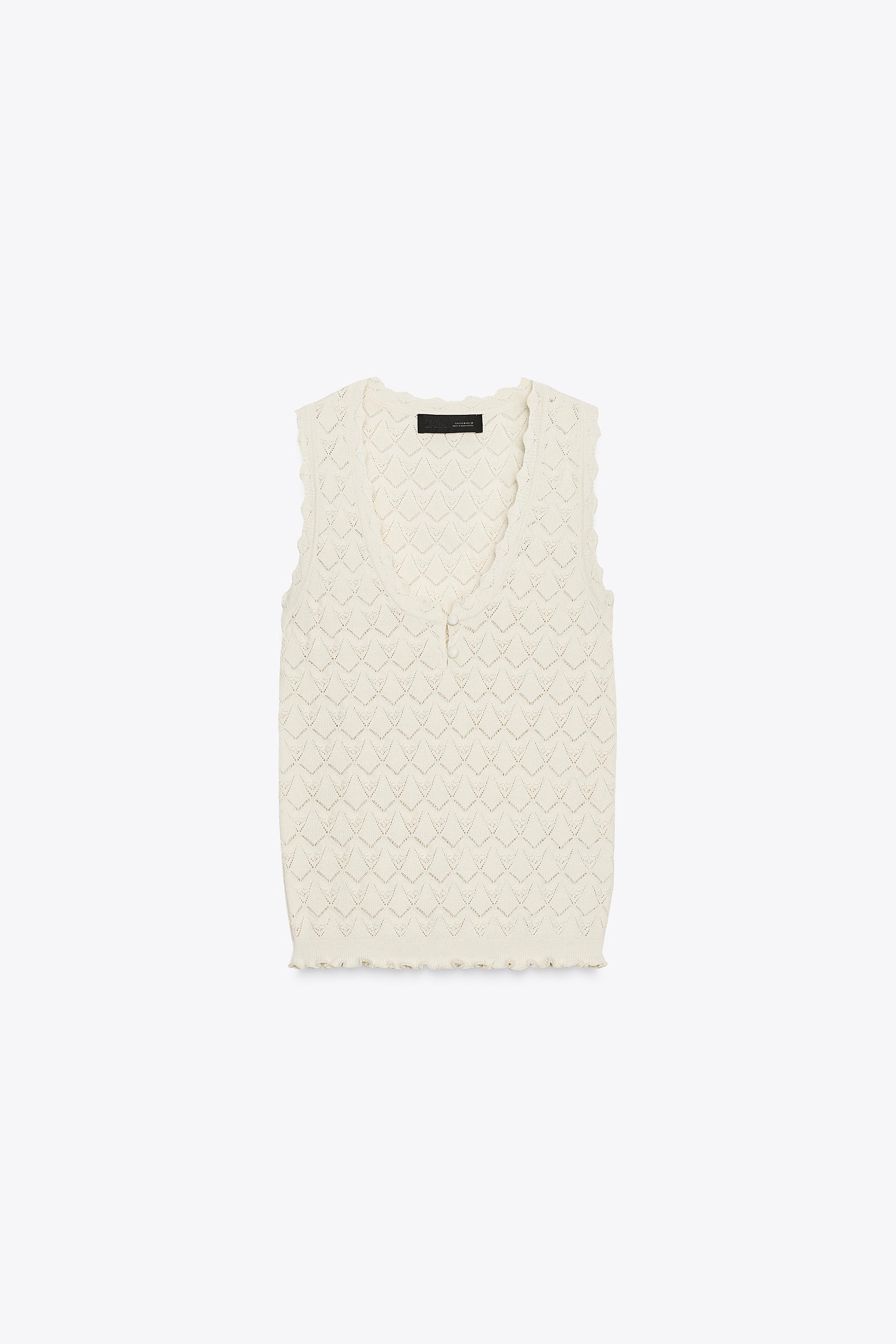 Pointelle knit top