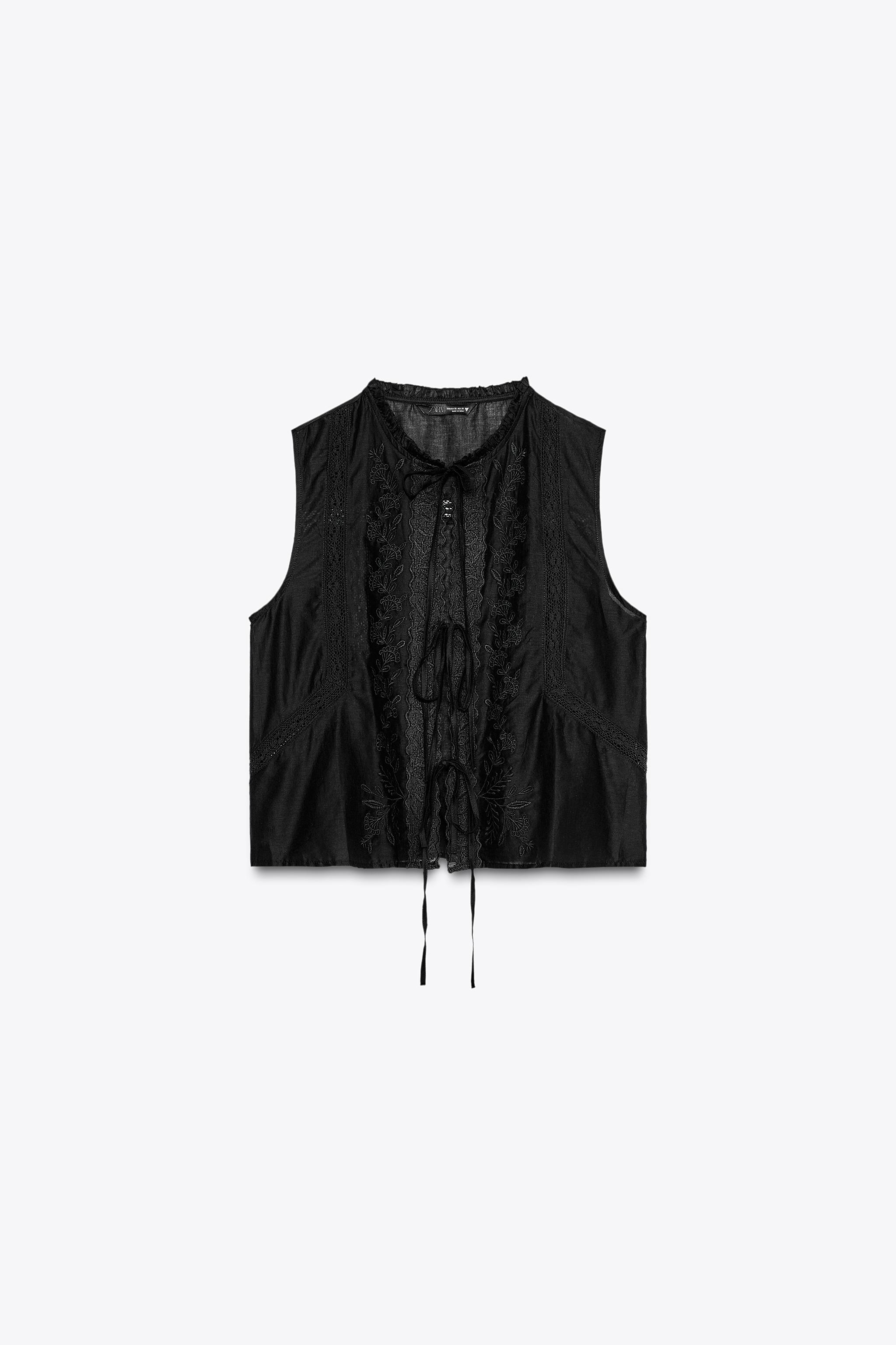 Top with embroidered ribbons