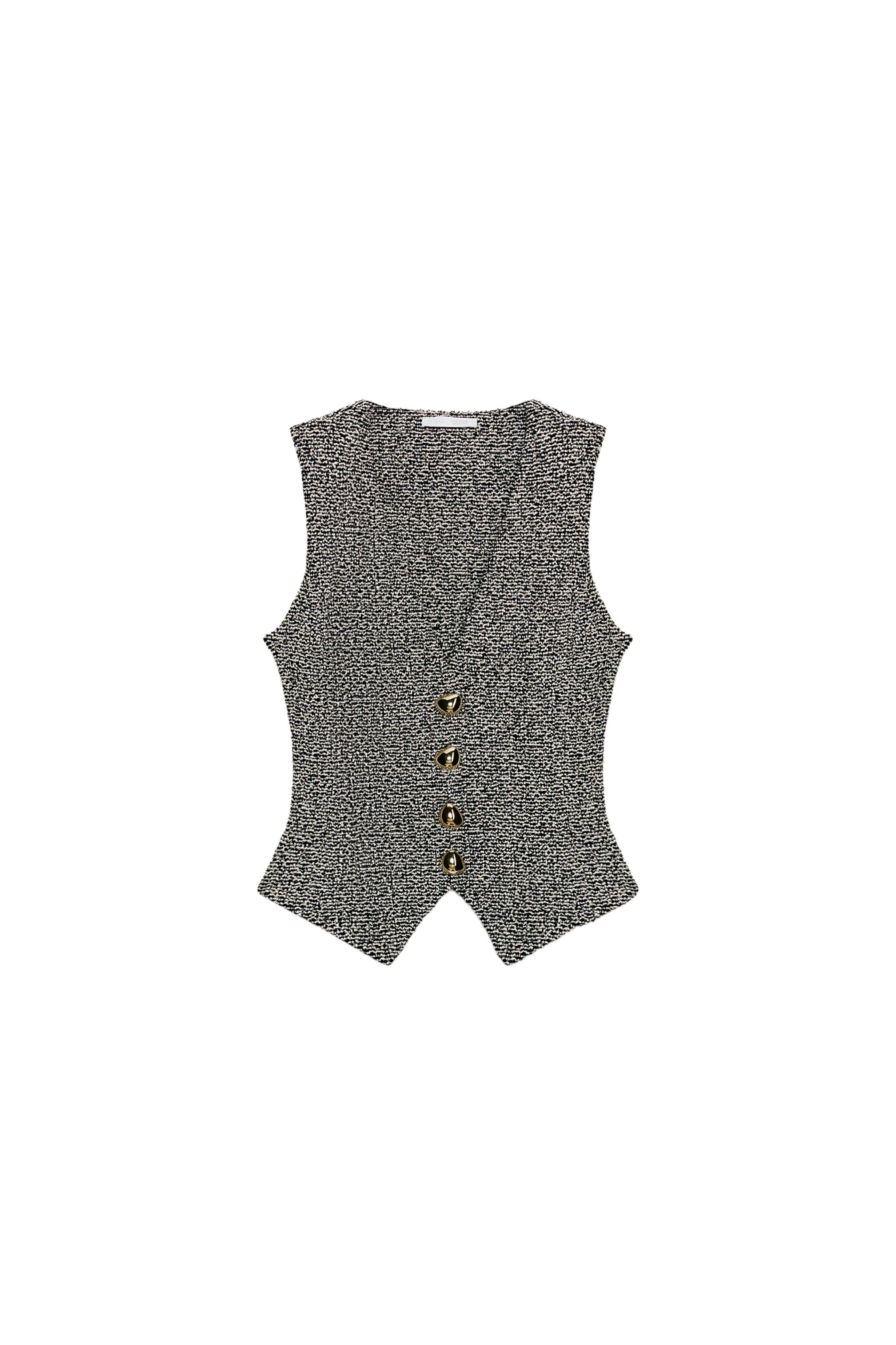 Textured Buttoned Vest