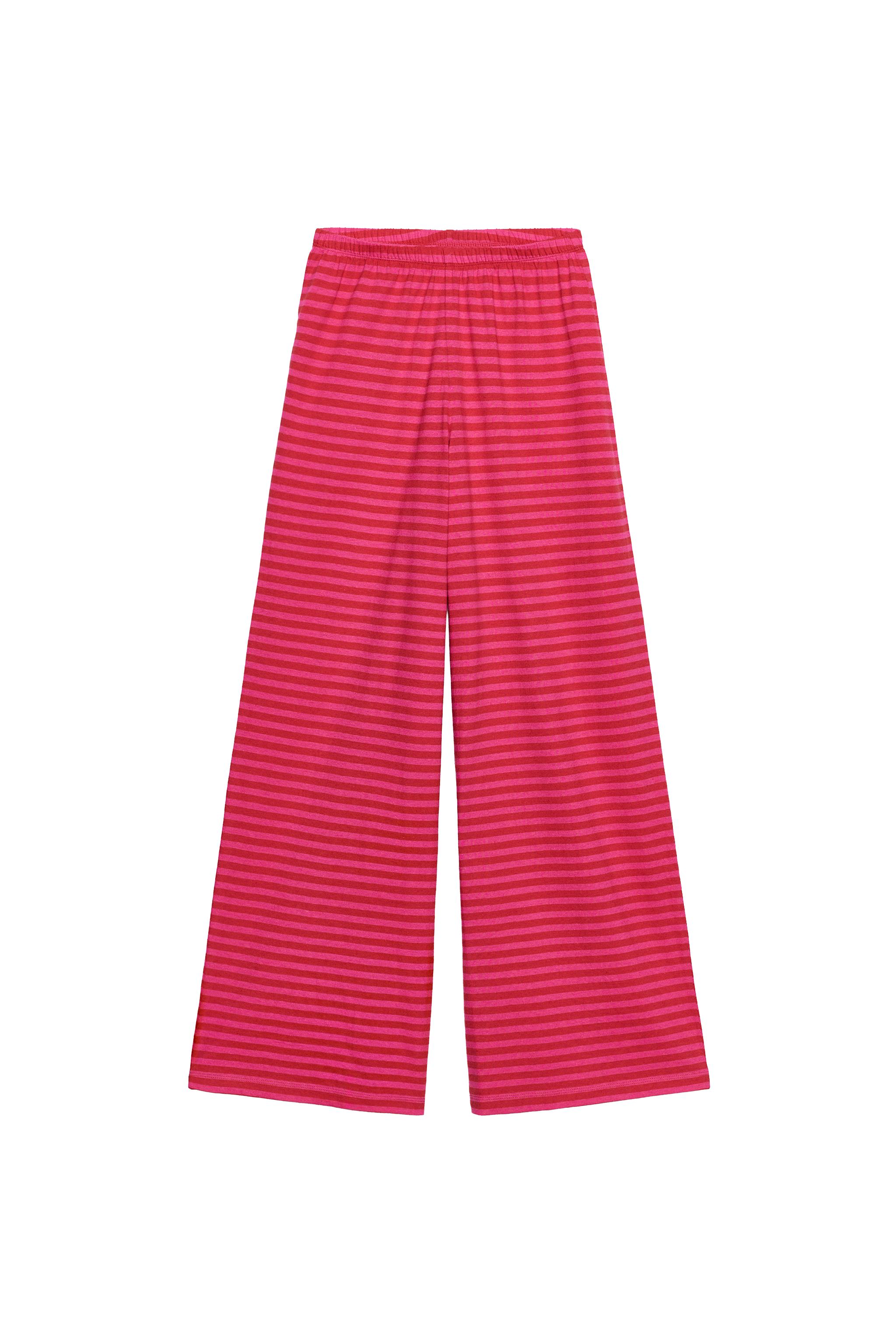 Striped cotton-linen trousers