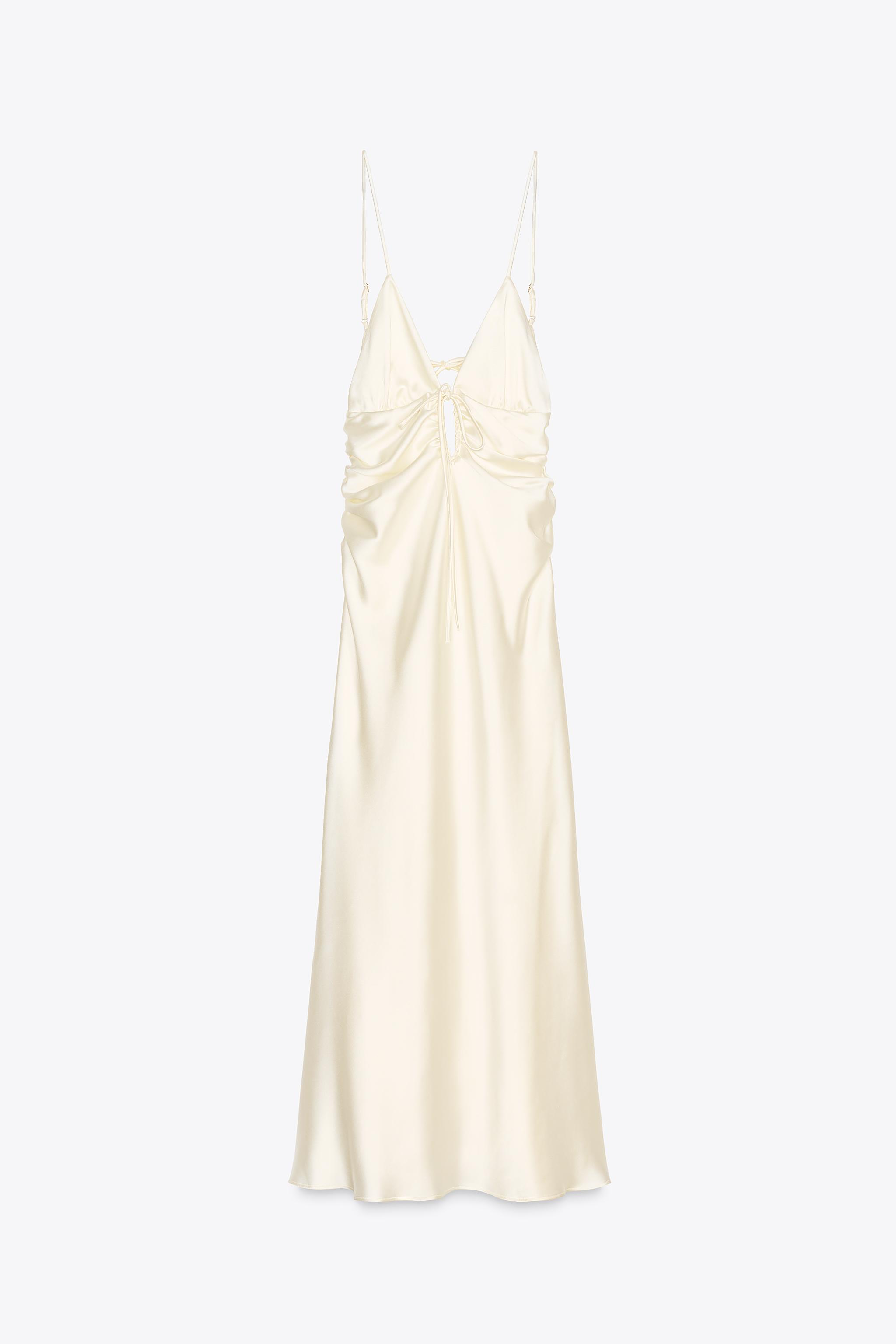 Satin dress with cut-out