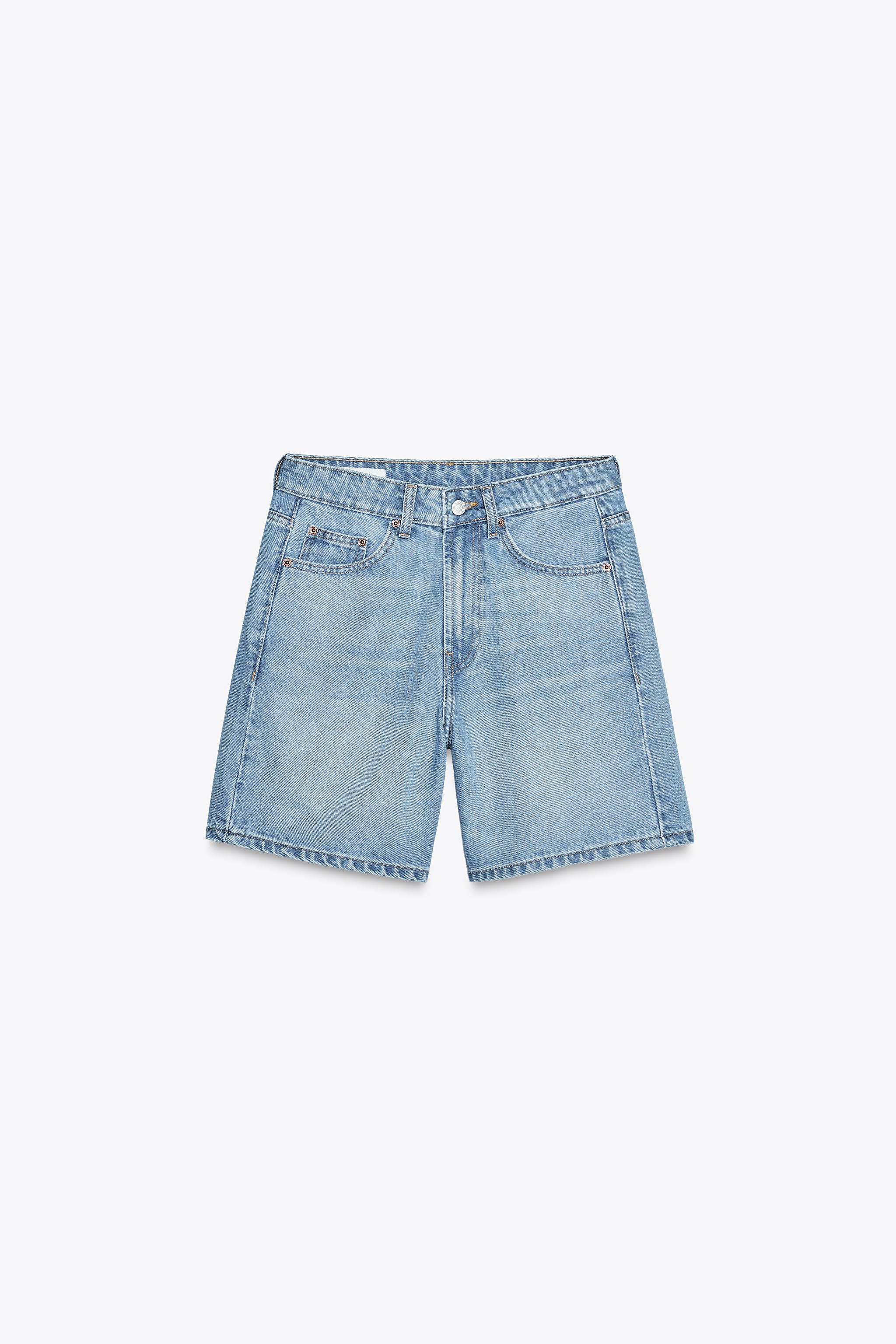 Mid‑rise denim shorts