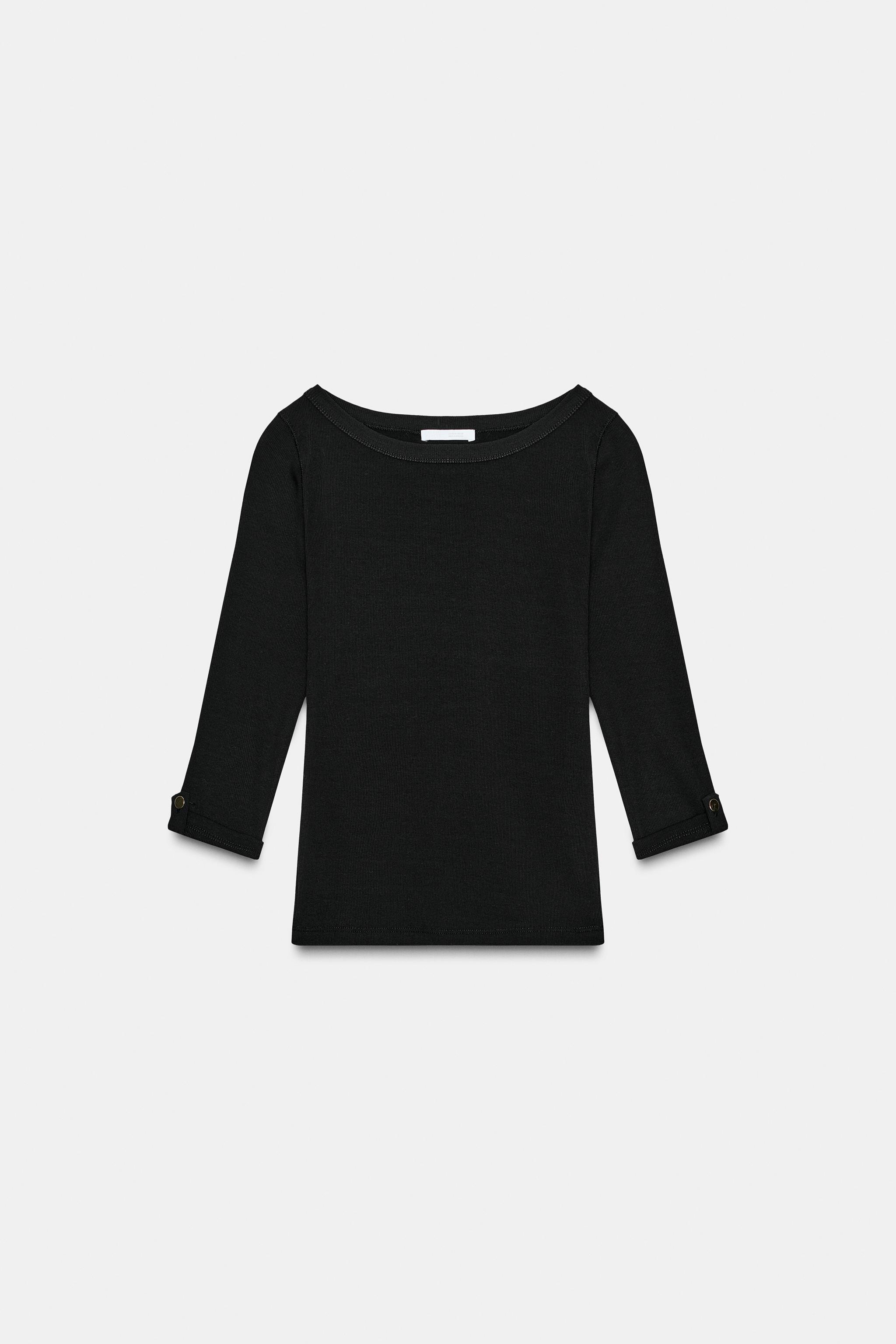 Rib T-shirt with buttons