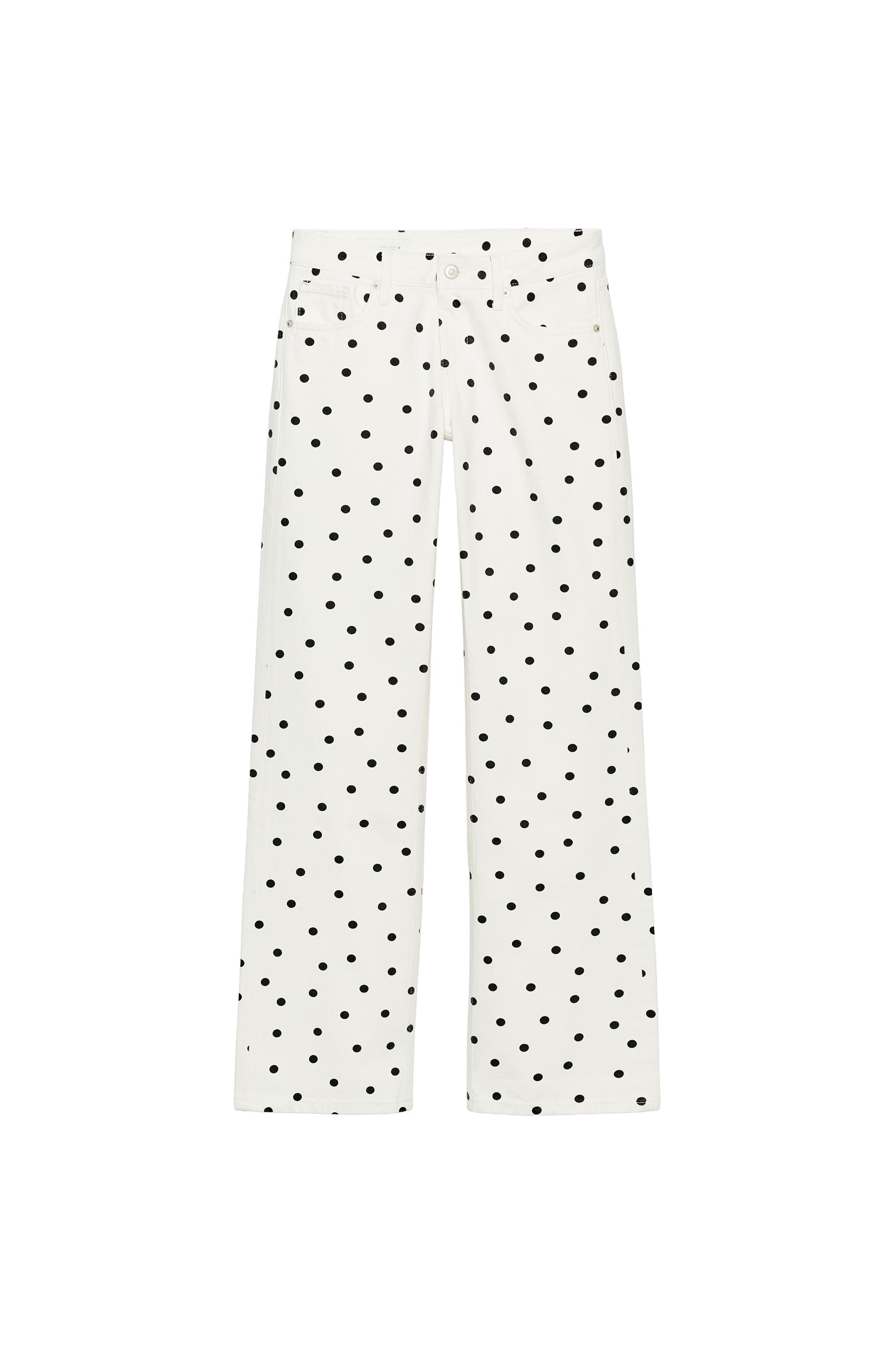Low-Rise Wide-Leg Dot Jeans
