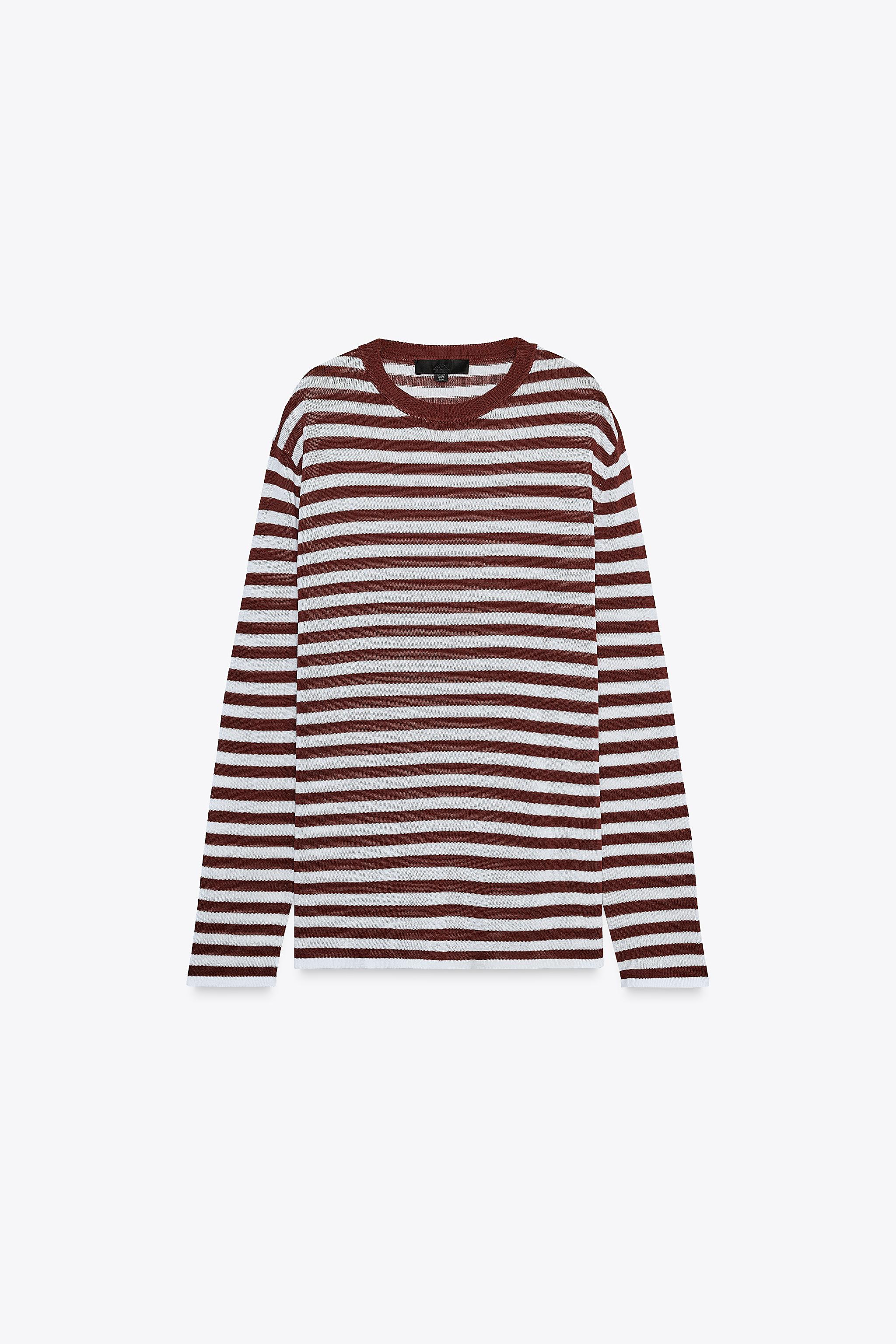 Striped rustic knit sweater