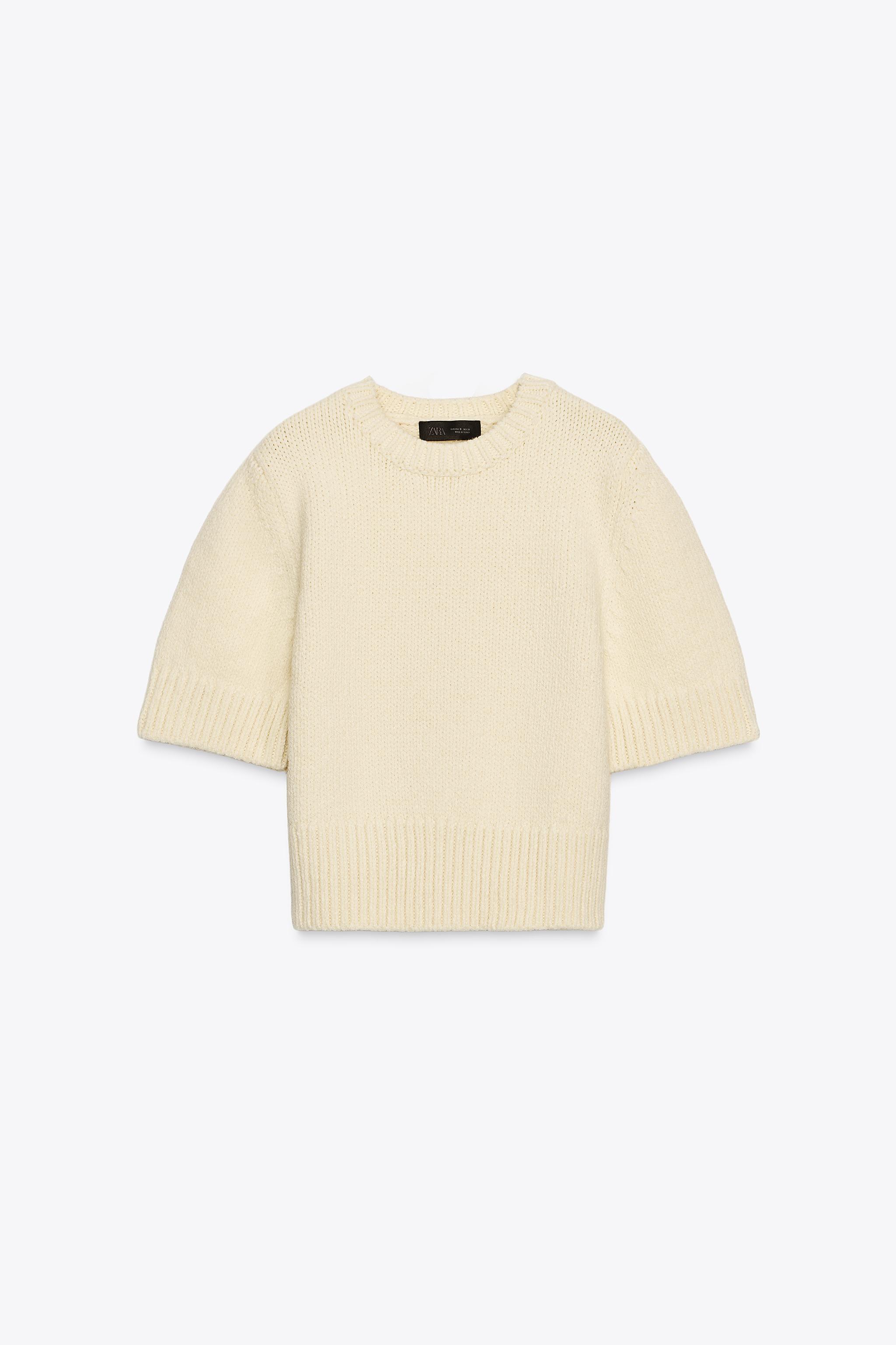 Knit short sleeve sweater