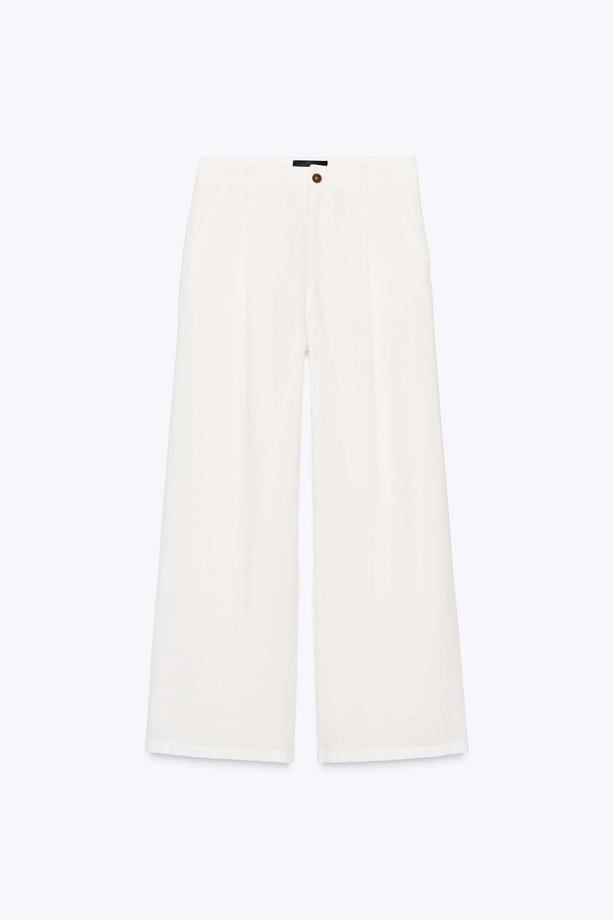 Ramie pleated trousers