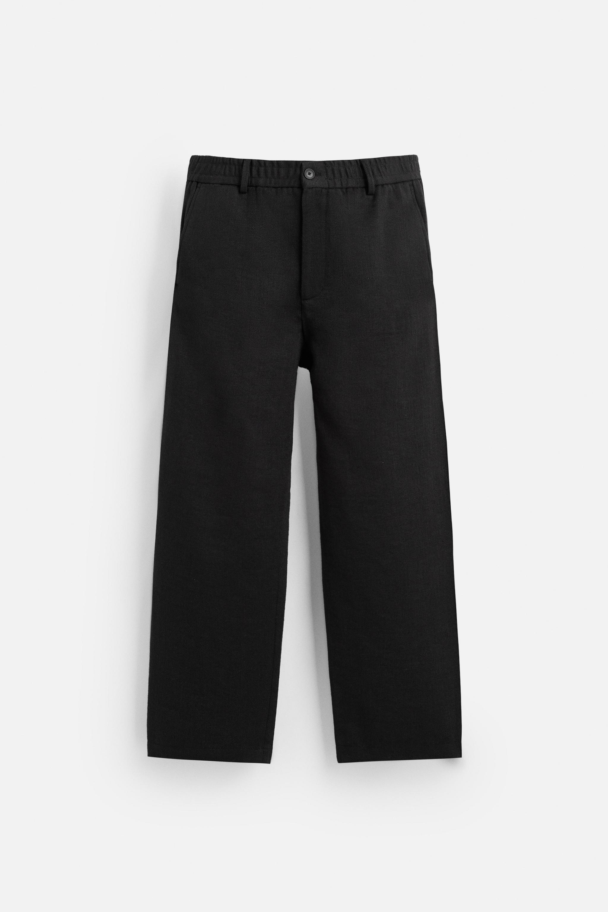 Textured regular trousers