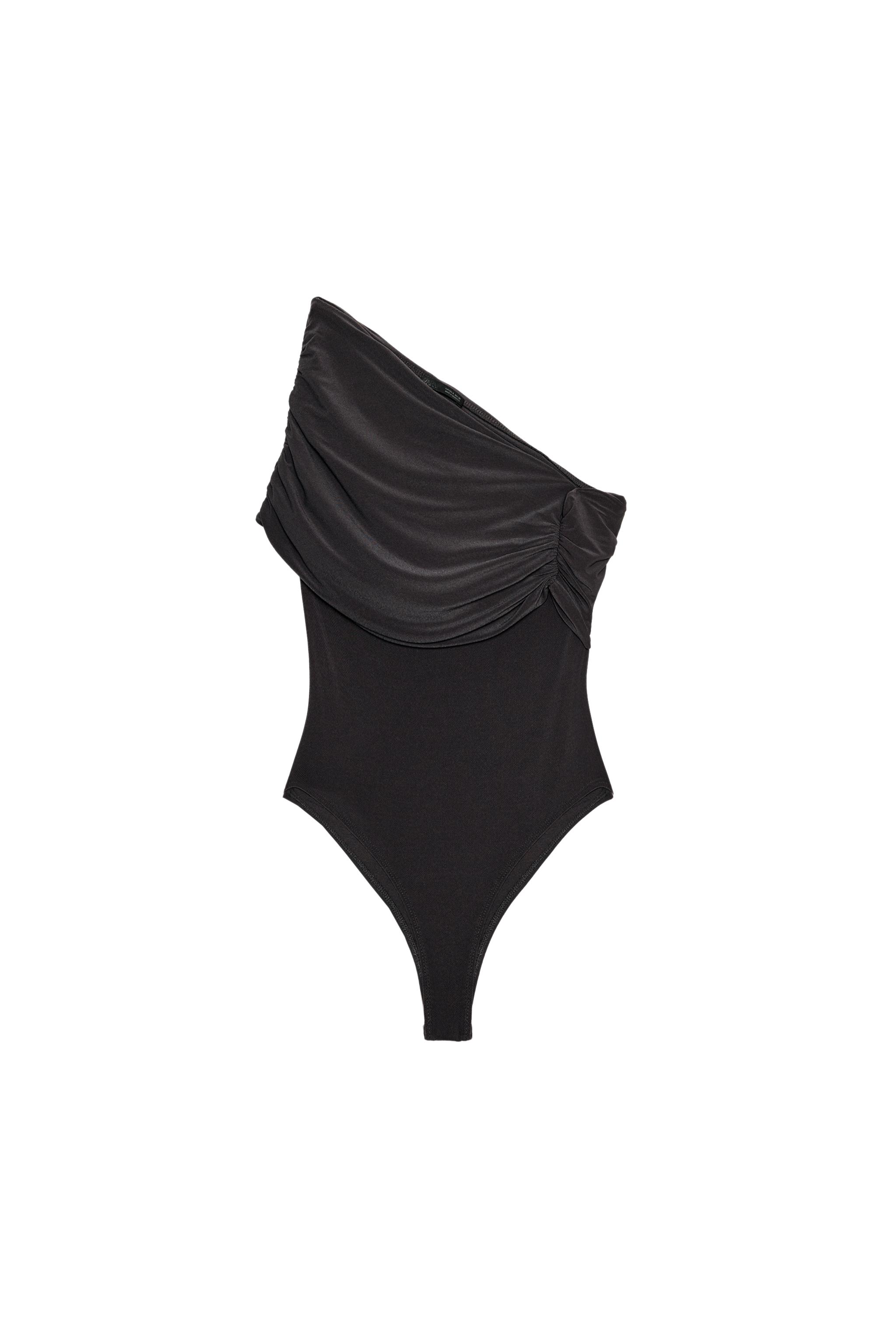 Asymmetric Ruched Bodysuit