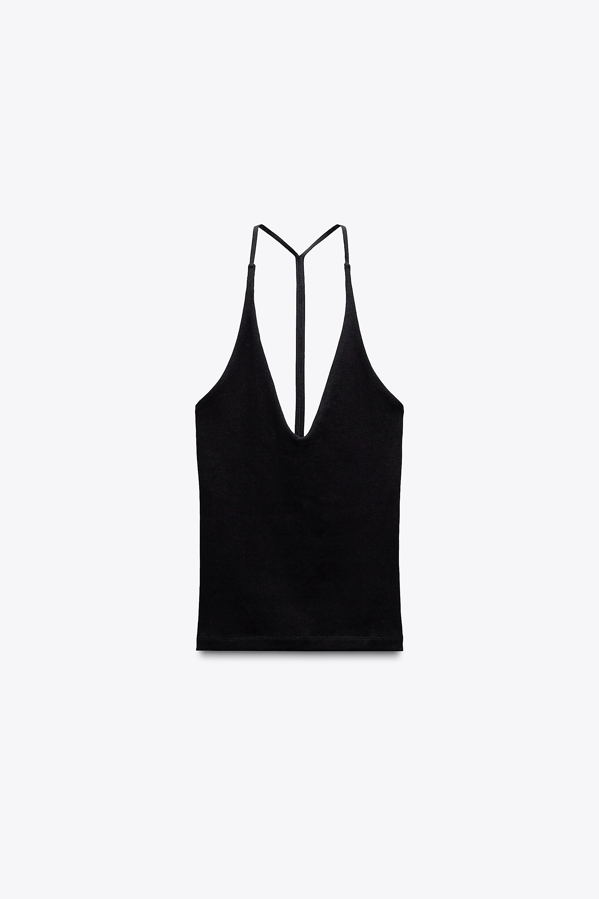 Halterneck back strap top